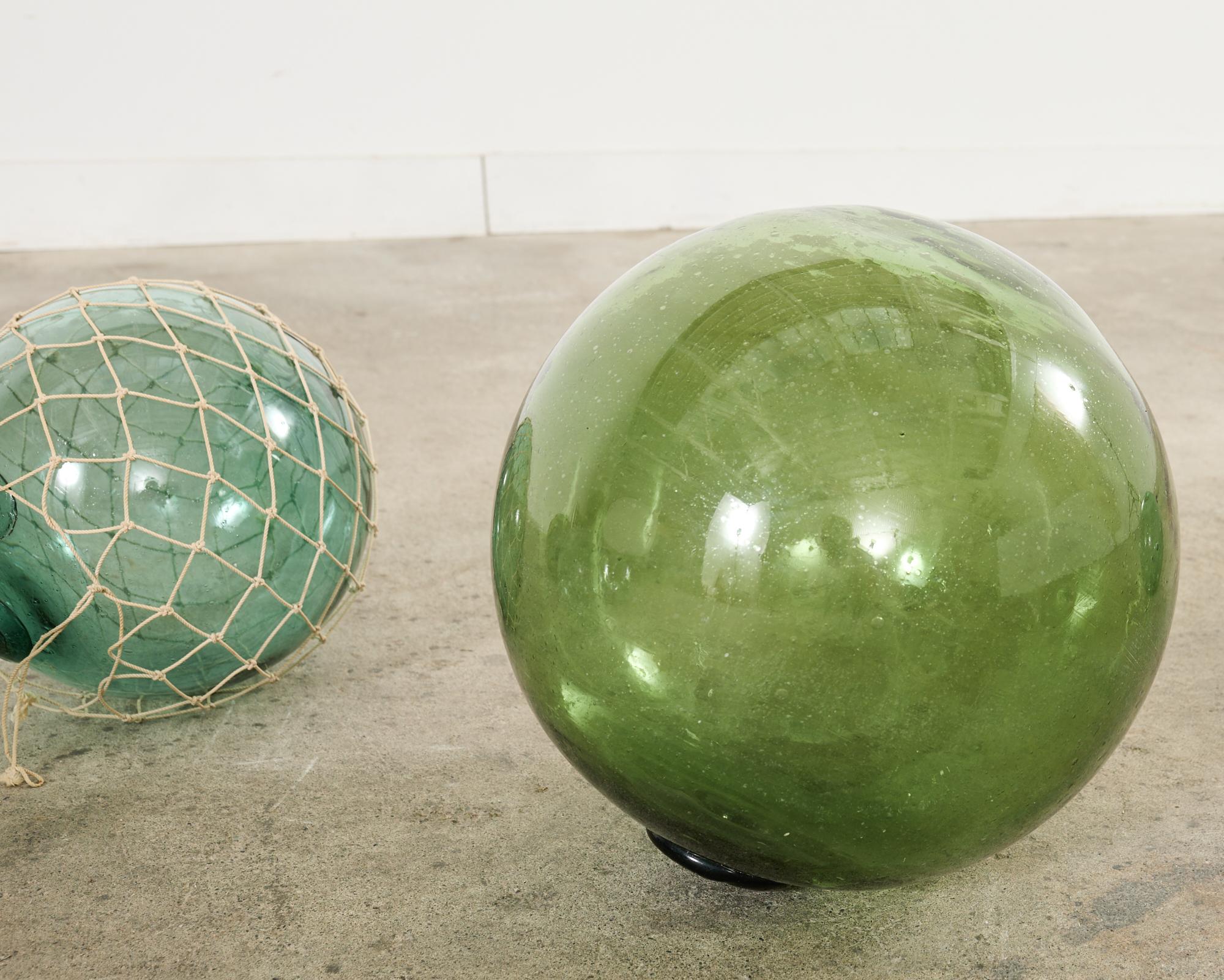 20th Century Set of Six Japanese Blown Glass Fishing Float Buoys