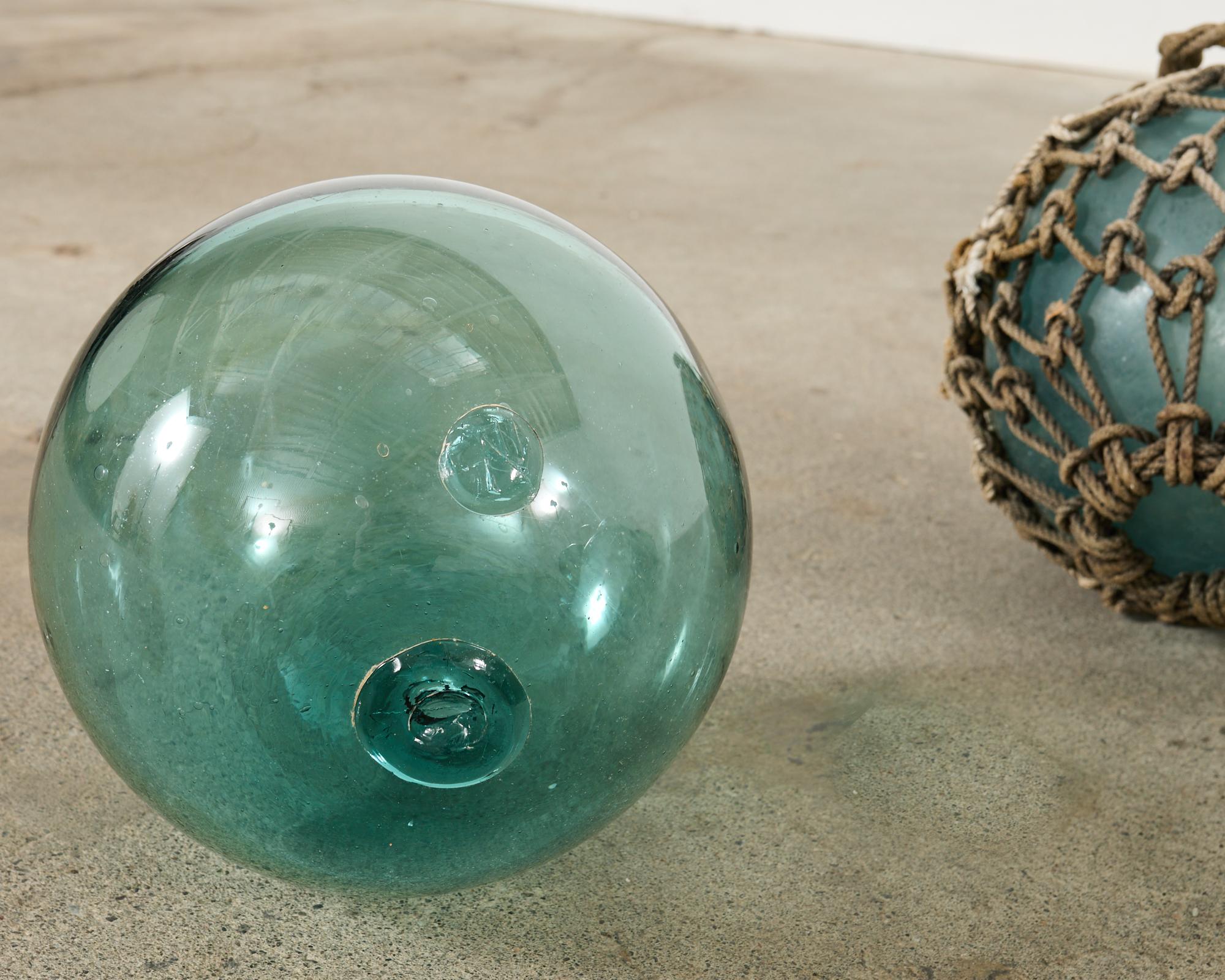 Set of Six Japanese Blown Glass Fishing Float Buoys 1