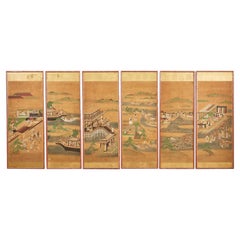 Set of Six Japanese Edo Panels Tale of Taishokkan