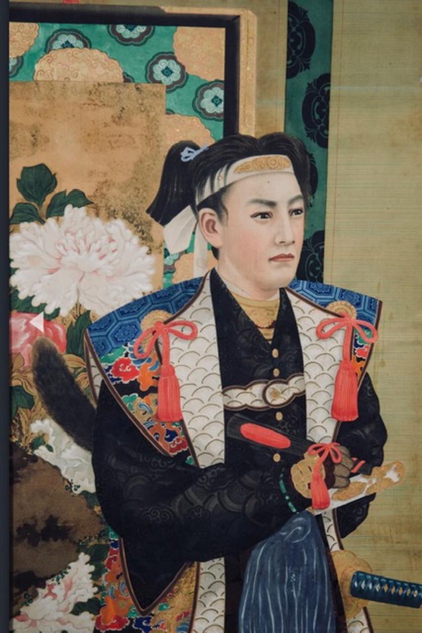 Set of Six Japanese Meiji Period Imperial Portrait Paintings on Silk , Ca. 1880s For Sale 6