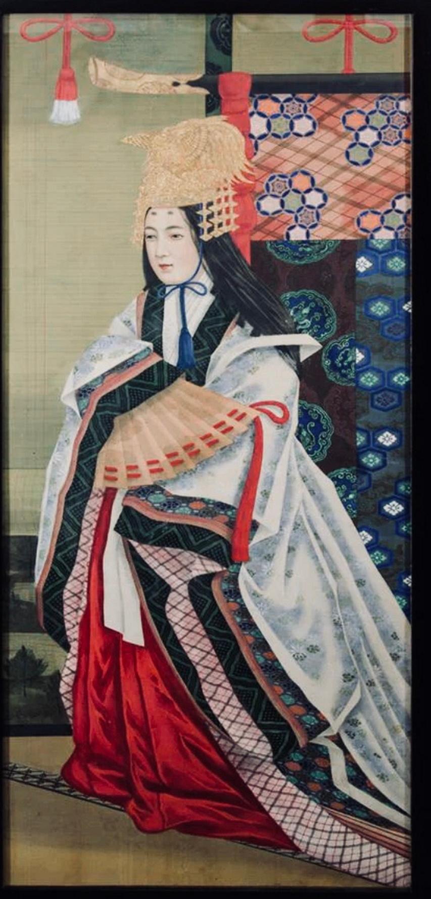 Set of Six Japanese Meiji Period Imperial Portrait Paintings on Silk , Ca. 1880s In Good Condition For Sale In New York, NY