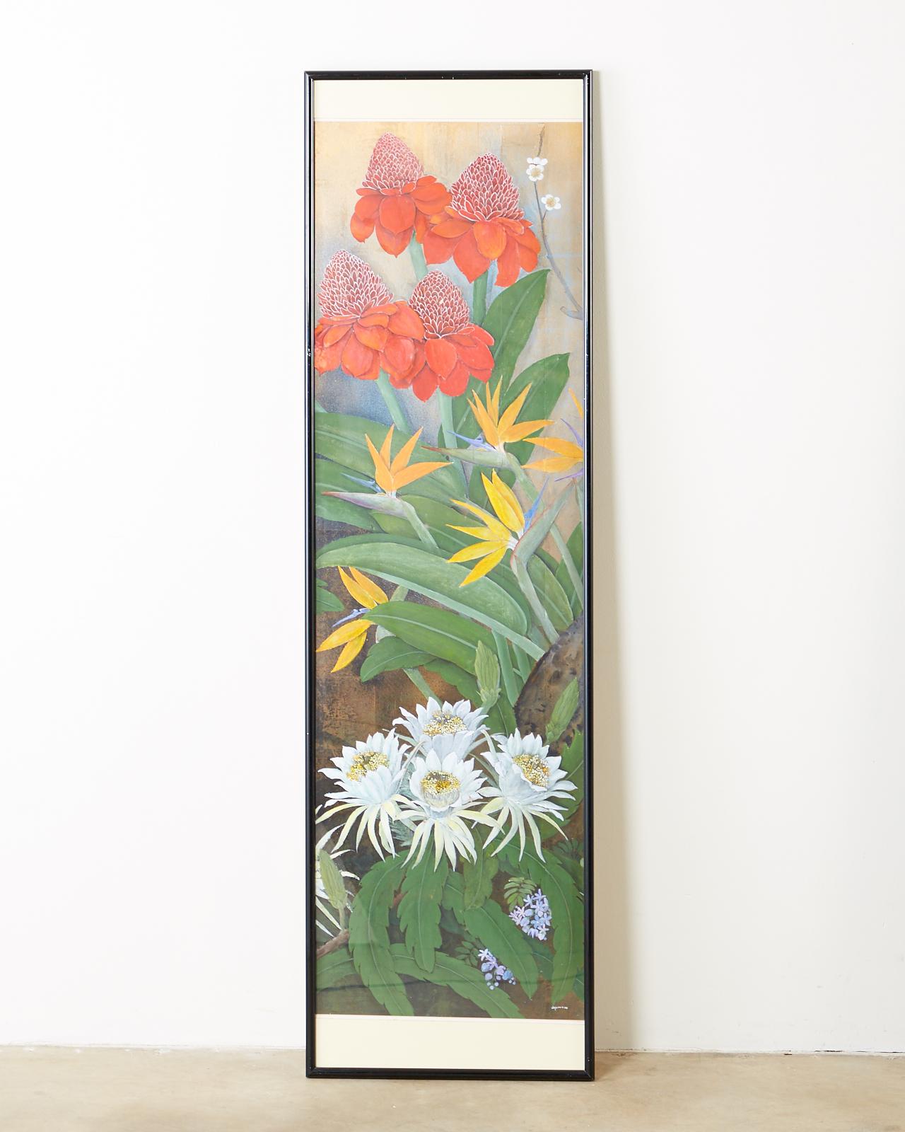 Set of Six Japanese Showa Period Framed Painted Panels by Carlota Ige 10