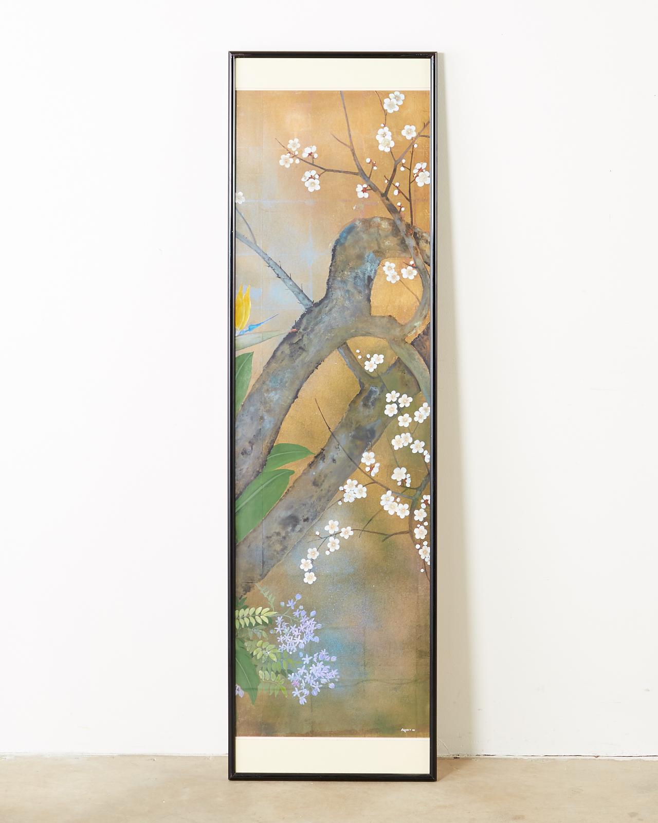 Set of Six Japanese Showa Period Framed Painted Panels by Carlota Ige 11