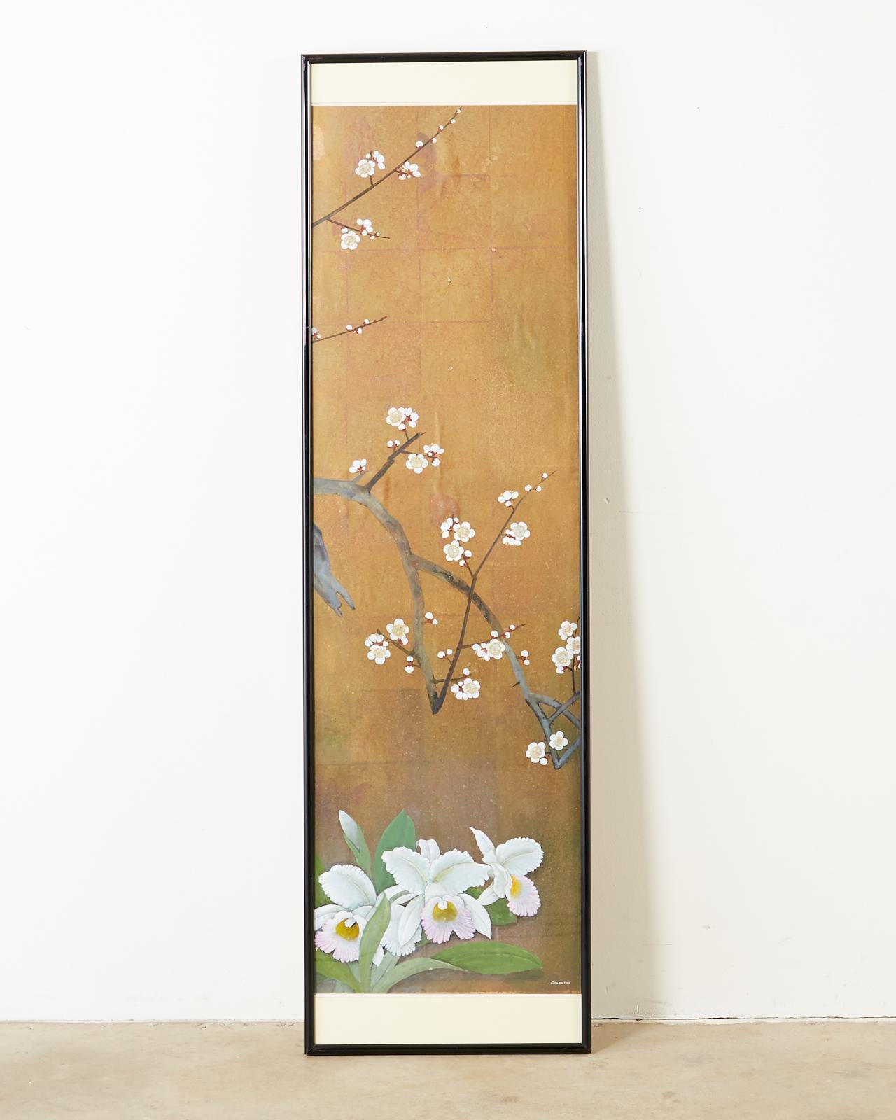 Set of Six Japanese Showa Period Framed Painted Panels by Carlota Ige 13
