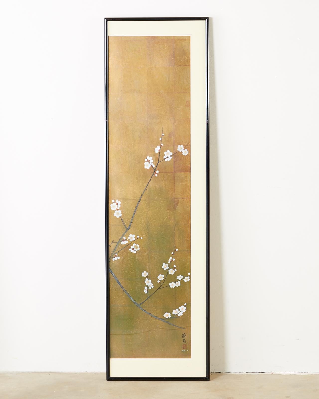 Set of Six Japanese Showa Period Framed Painted Panels by Carlota Ige 14