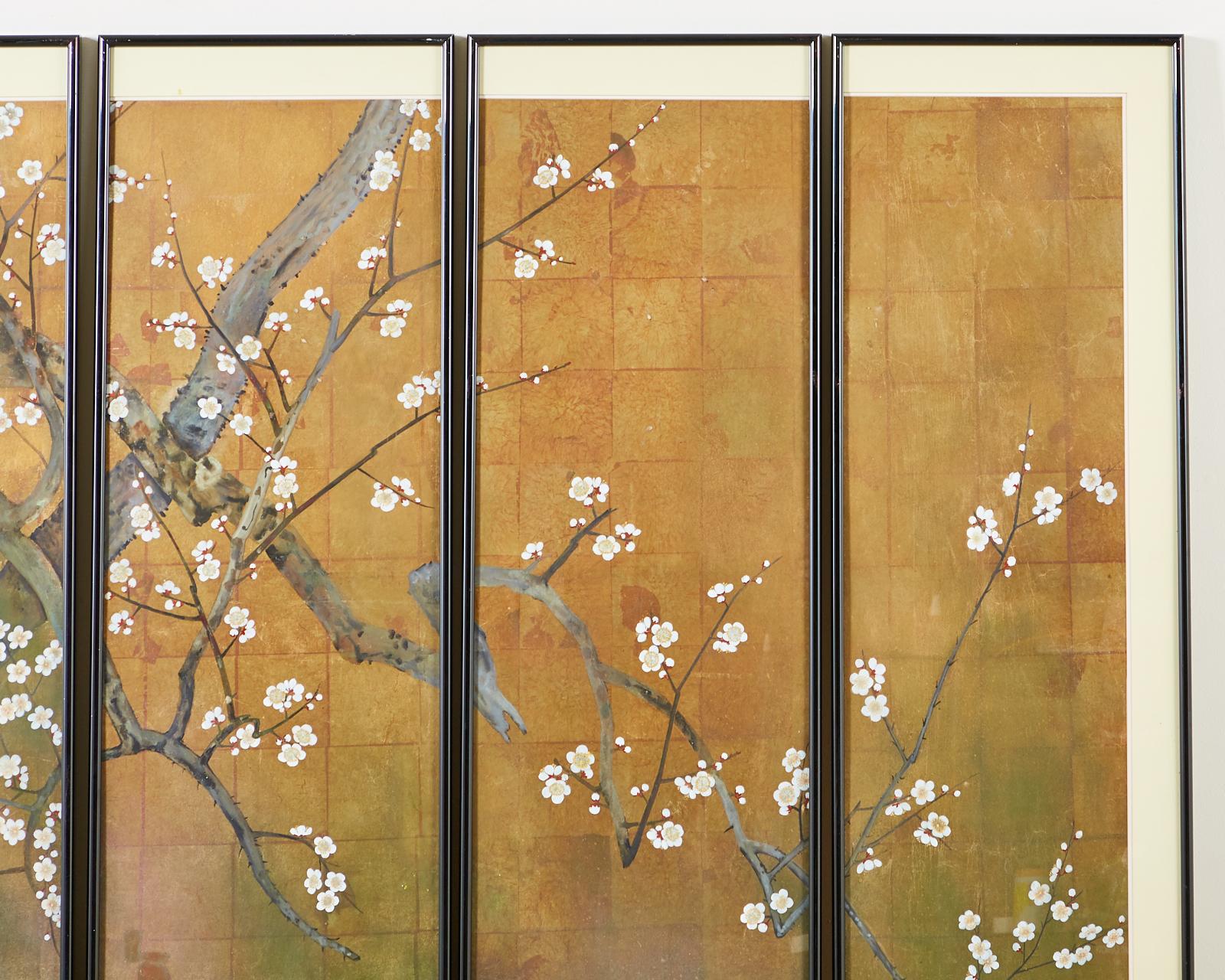 Set of Six Japanese Showa Period Framed Painted Panels by Carlota Ige 1