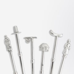 Lot de six sticks à gogo en argent japonais