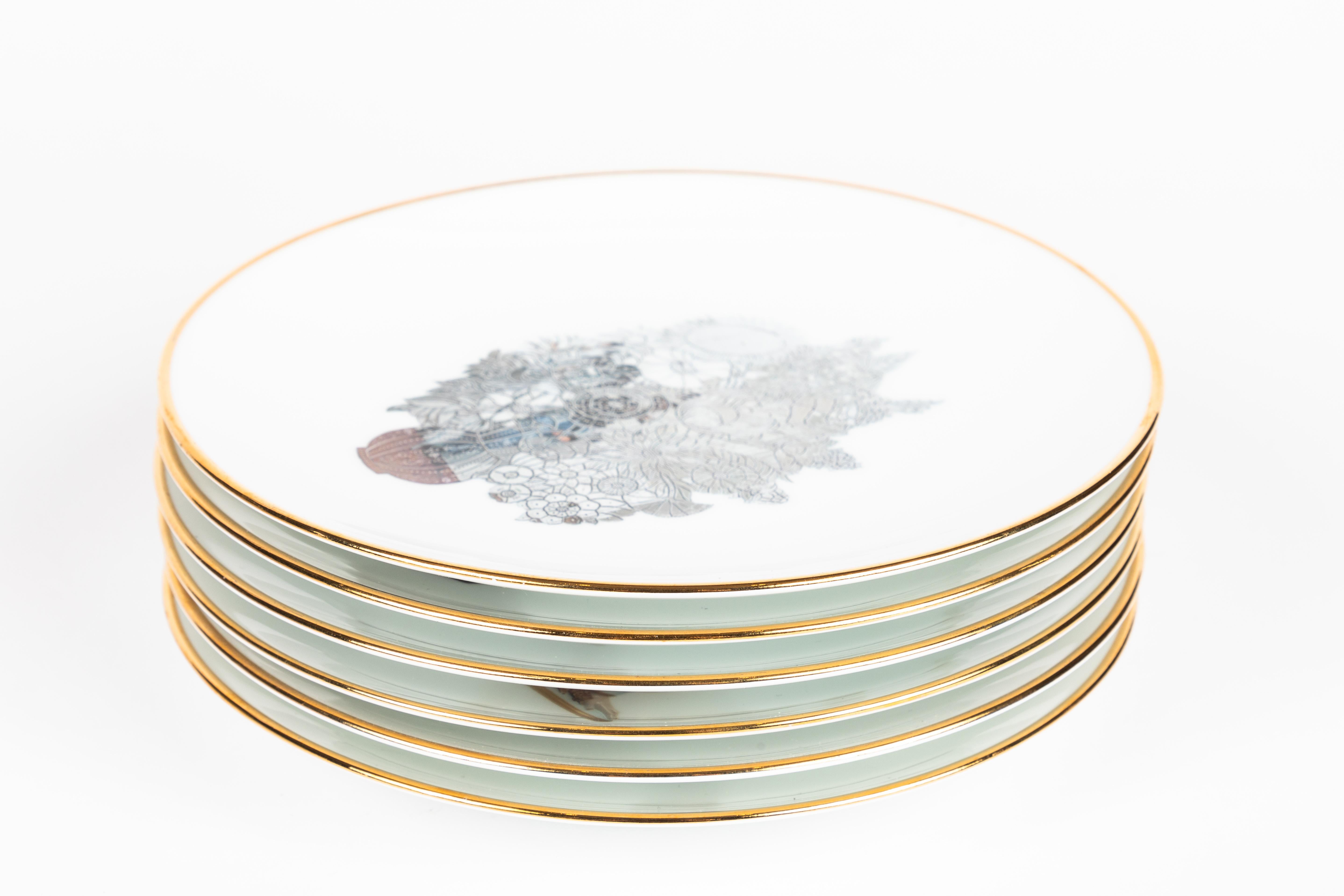Set of Six Jeff Koons for Bernardaud Banality Series Porcelain Dessert Plates 6