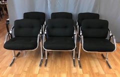 Set of Six Jerry Johnson for Landes Arcadia Tubular Chrome Dining Chairs, 1960s