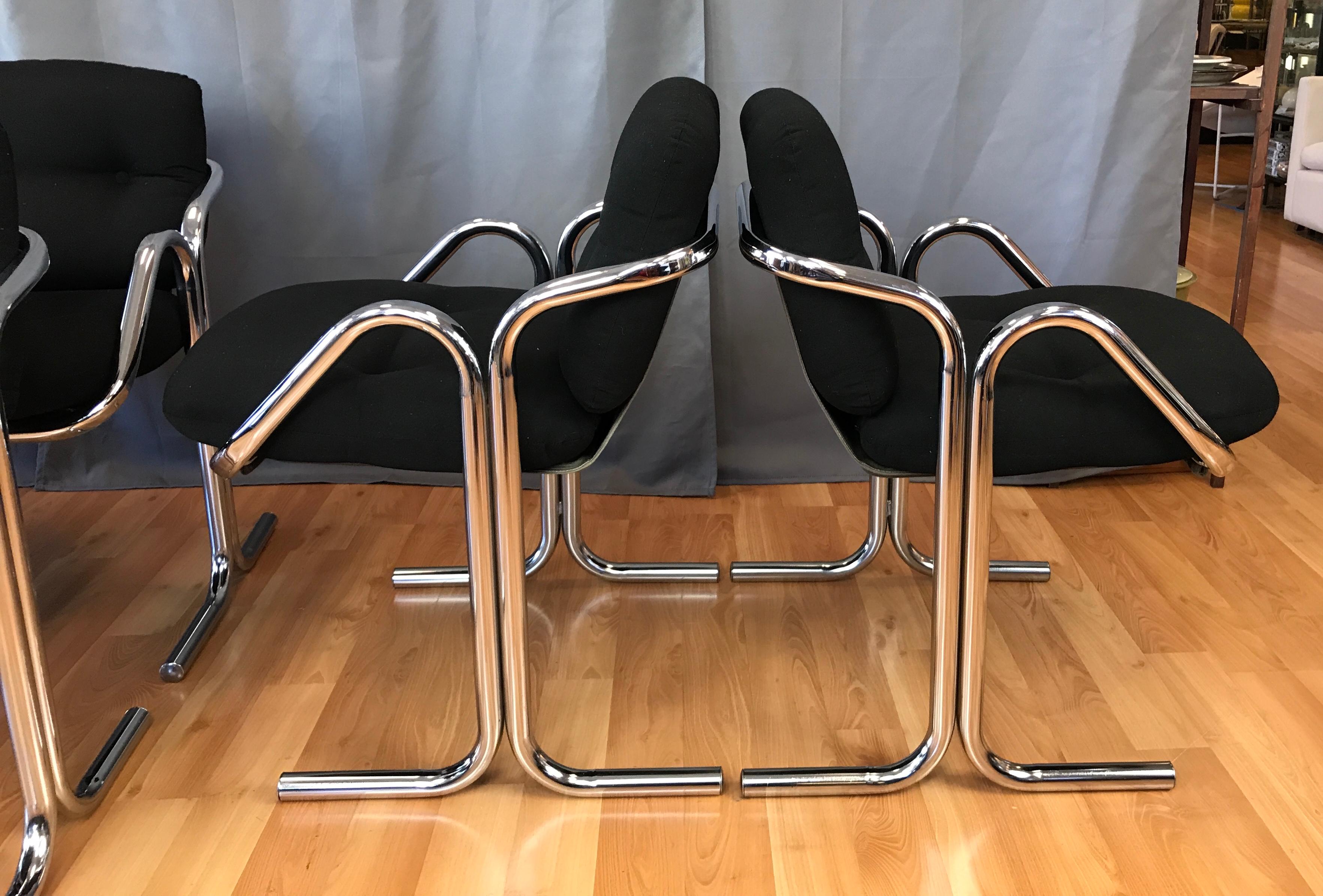 Set of Six Jerry Johnson for Landes Arcadia Tubular Chrome Dining Chairs, 1960s In Good Condition In San Francisco, CA