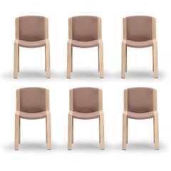 Set of Six Joe Colombo 'Chair 300' Wood and Kvadrat Fabric by Karakter