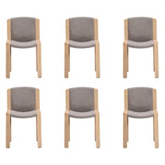 Set of Six Joe Colombo 'Chair 300' Wood and Kvadrat Fabric by Karakter