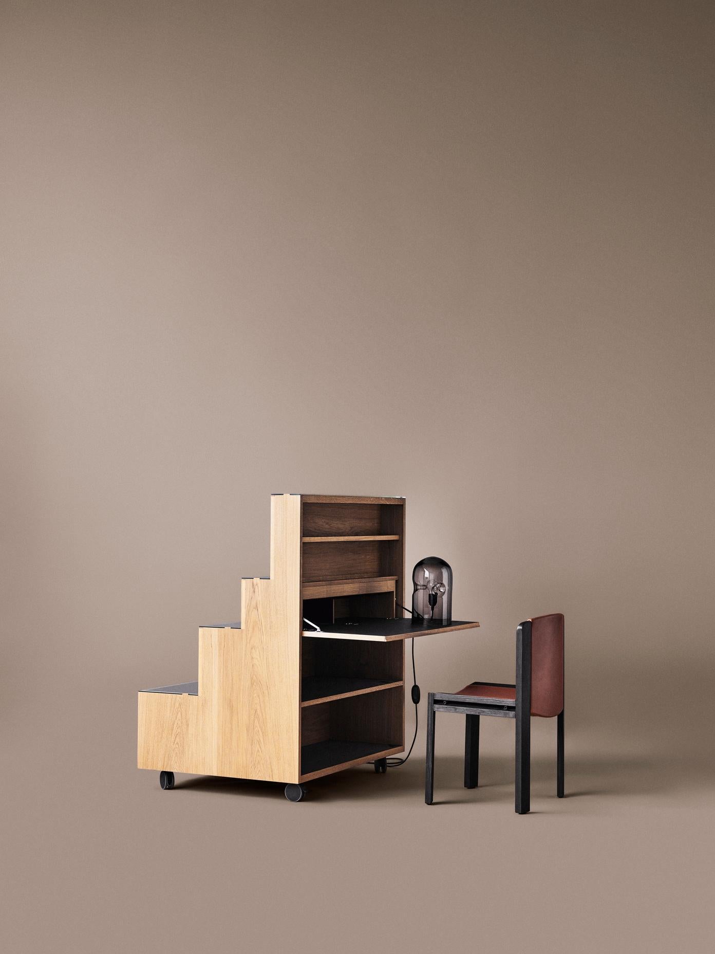 Set of Six Joe Colombo 'Chair 300' Wood and Sørensen Leather by Karakter 8