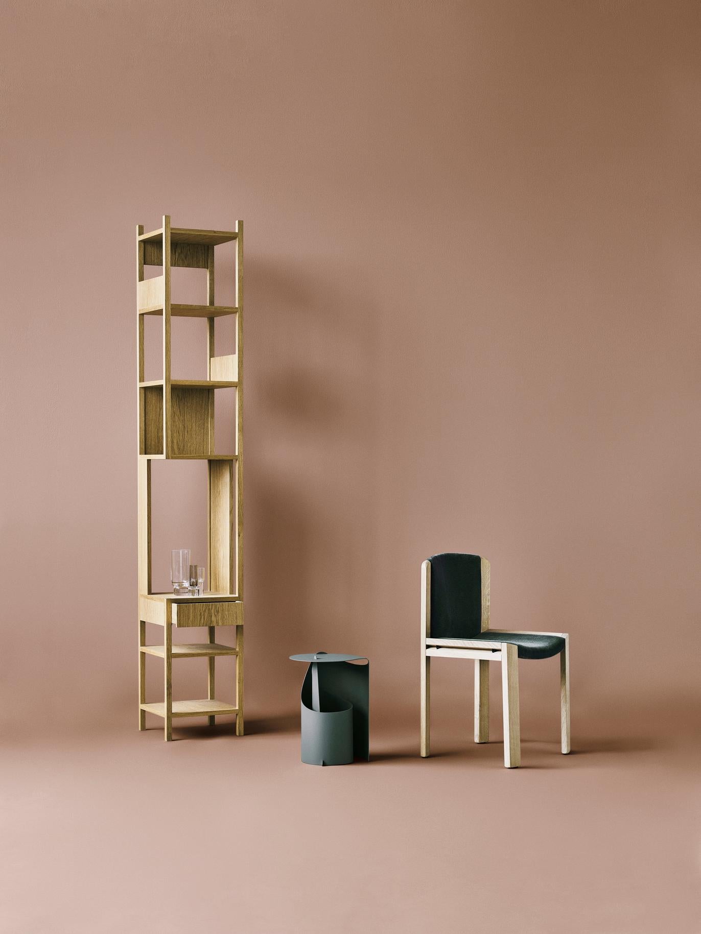 Set of Six Joe Colombo 'Chair 300' Wood and Sørensen Leather by Karakter 9