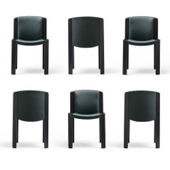 Set of Six Joe Colombo 'Chair 300' Wood and Sørensen Leather by Karakter