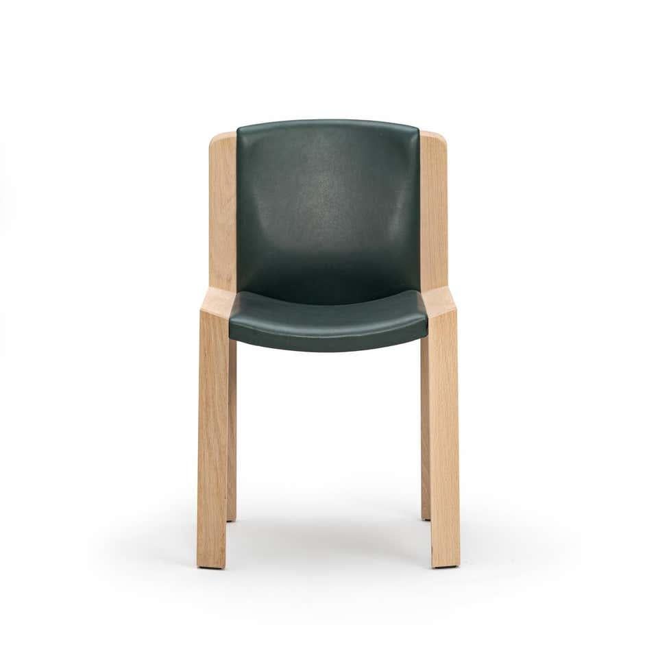 Mid-Century Modern Set of Six Joe Colombo 'Chair 300' Wood and Sørensen Leather by Karakter For Sale