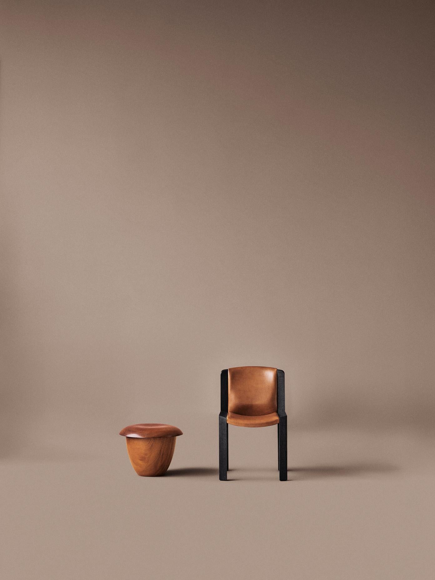 Set of Six Joe Colombo 'Chair 300' Wood and Sørensen Leather by Karakter 2