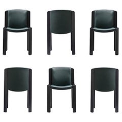 Ensemble de six chaises Joe Colombo 'Chair 300' en bois et cuir Sørensen par Karakter