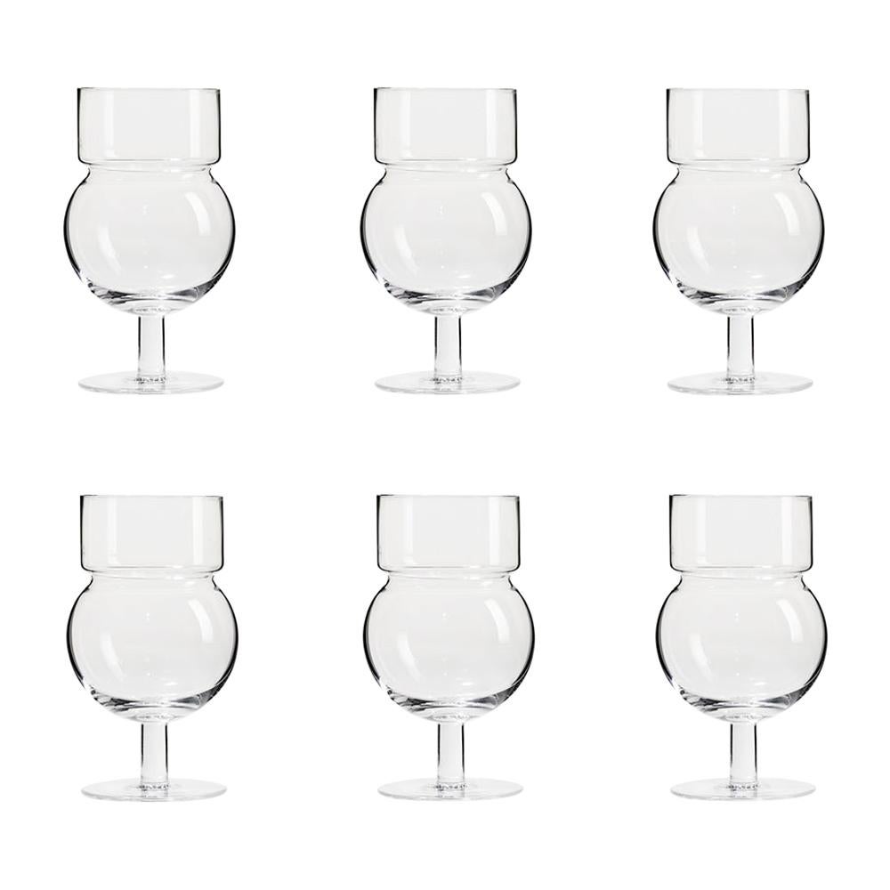 Set of Six Joe Colombo 'Sferico' Glass Tableware by Karakter