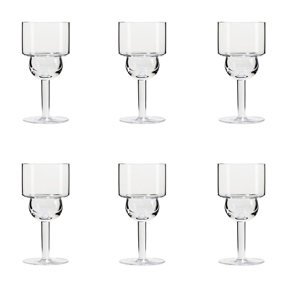 Set von sechs Joe Colombo 'Sferico' Glas-Tischgeschirr von Karakter im Angebot