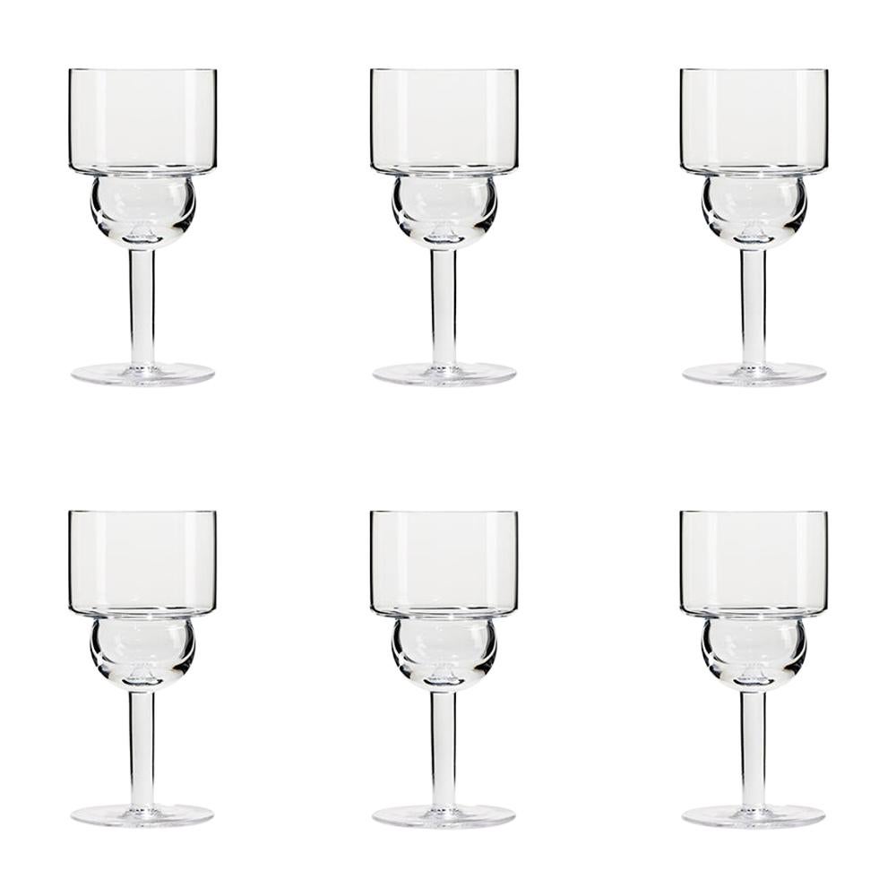 Set of Six Joe Colombo 'Sferico' Glass Tableware by Karakter For Sale
