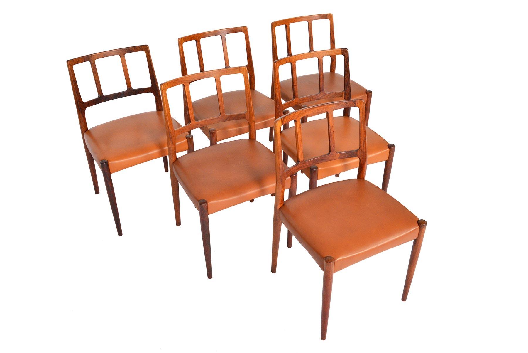 Scandinavian Modern Set of Six Johannes Andersen 'Louise' Rosewood Dining Chairs