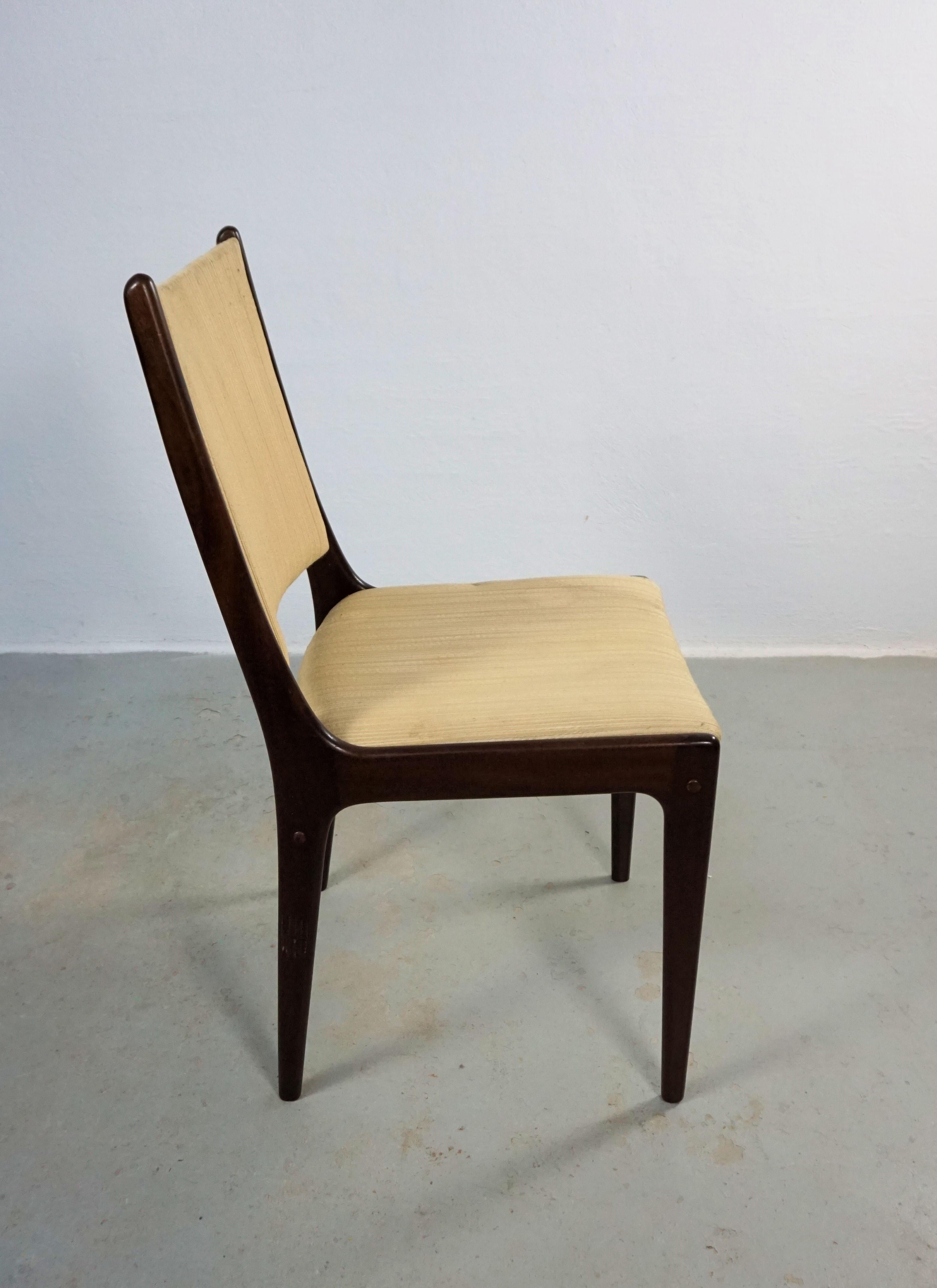 Six Restored Johannes Andersen Mahogany Dining Chairs Custom Upholstery Included For Sale 5