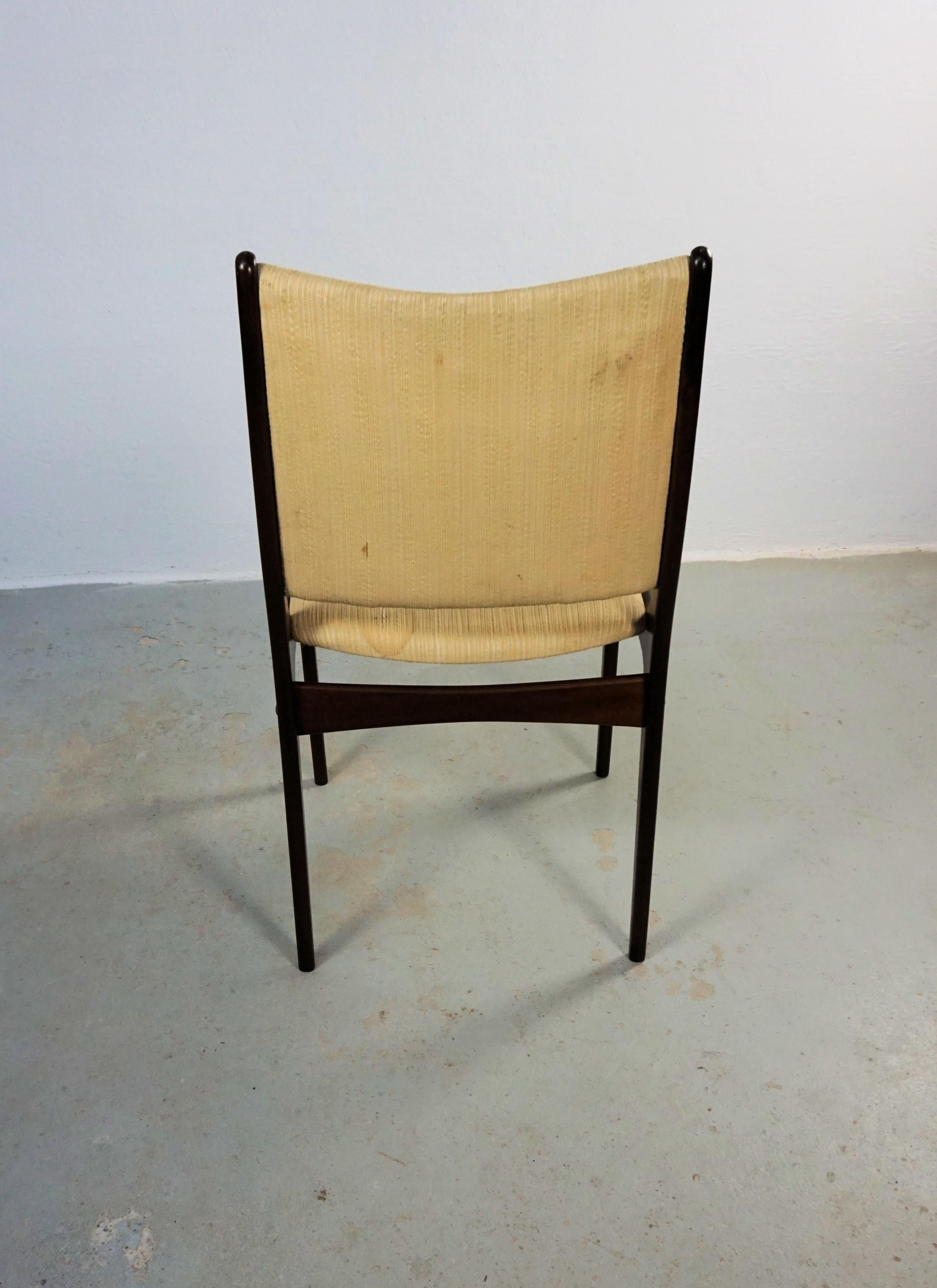 Six chaises de salle à manger Johannes Andersen restaurées en acajou, tapissées sur mesure incluses en vente 2