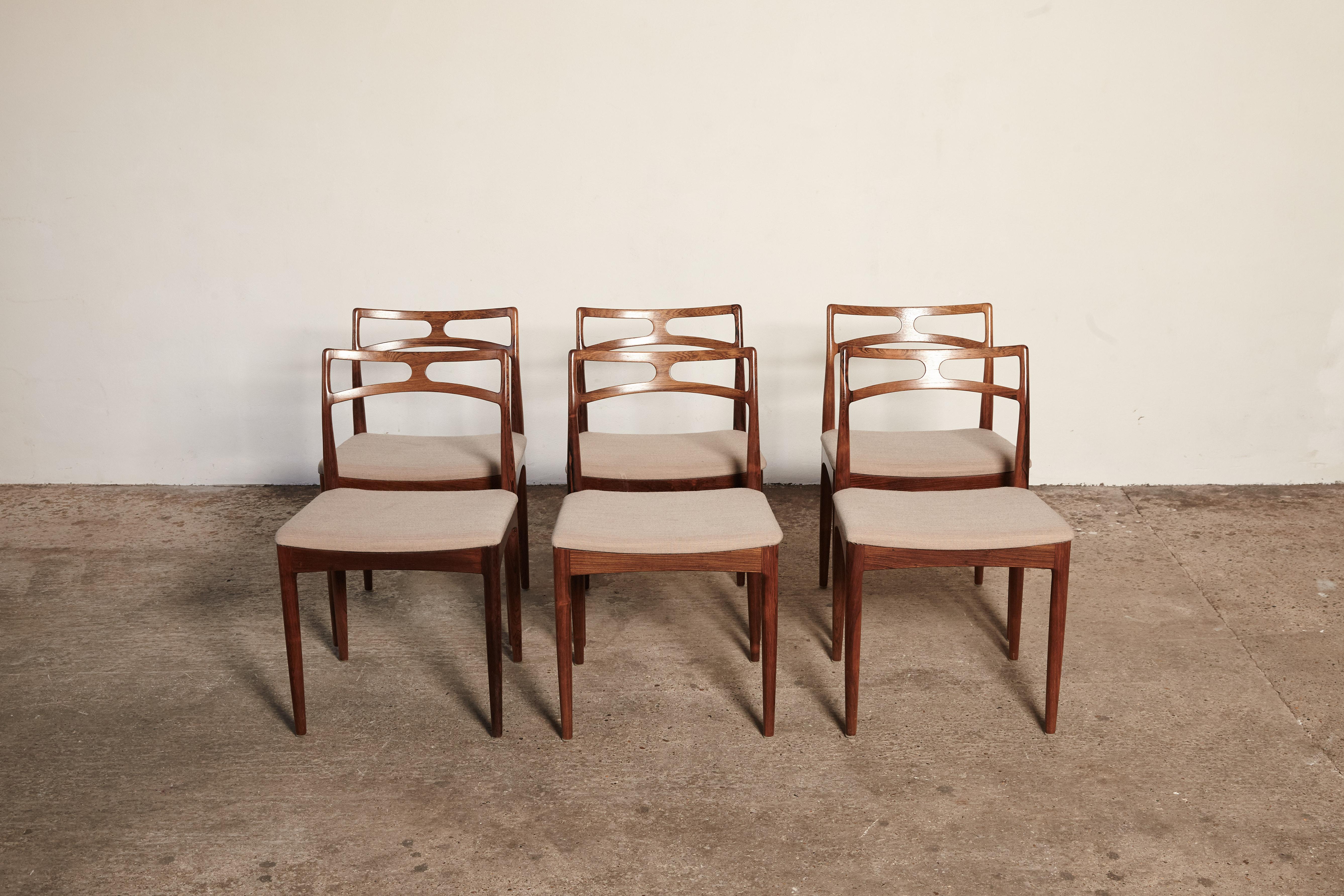 Set of Six Johannes Andersen Model #94 Rosewood Dining Chairs, Denmark, 1960s 7