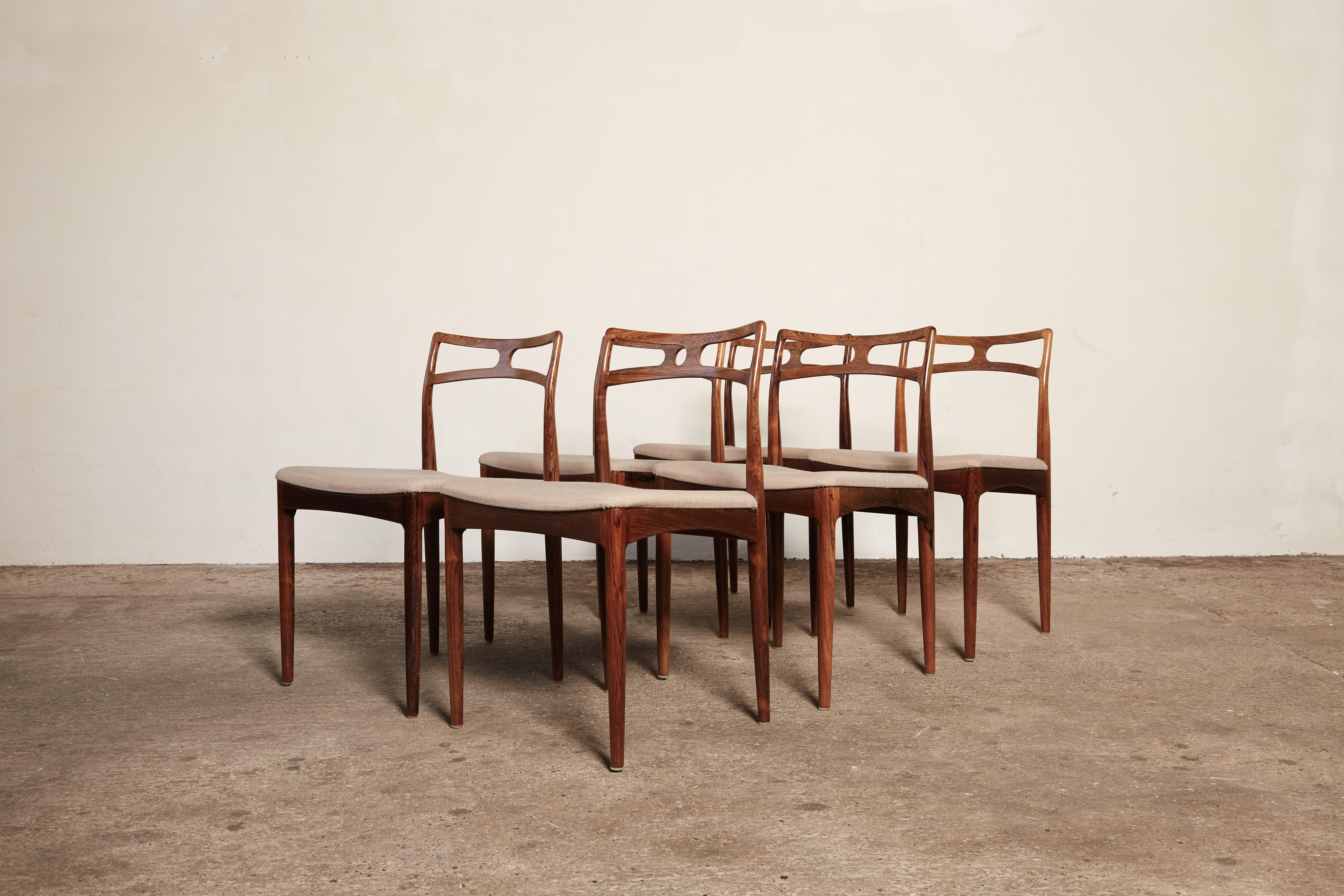 Set of Six Johannes Andersen Model #94 Rosewood Dining Chairs, Denmark, 1960s (Moderne der Mitte des Jahrhunderts)