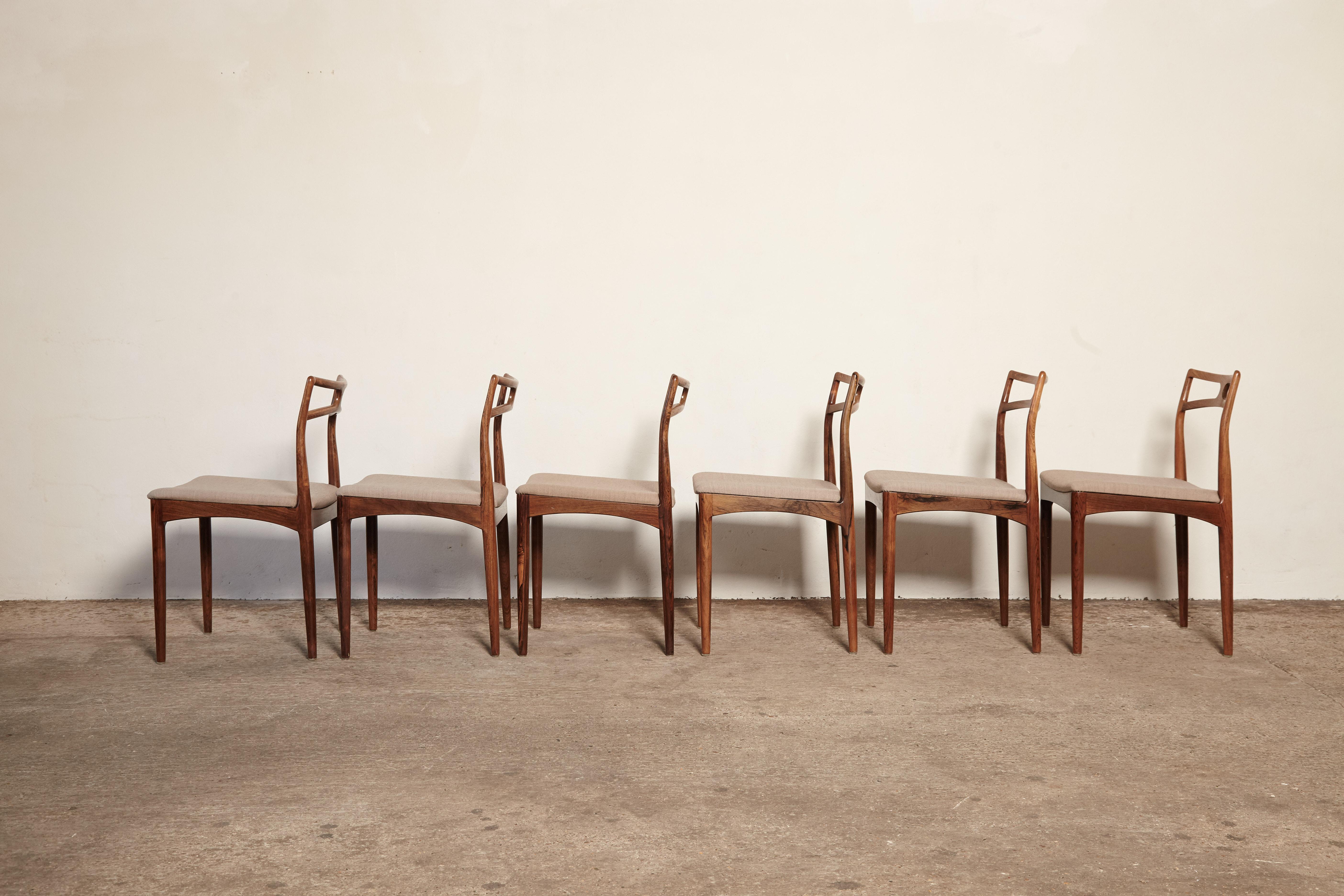 Danish Set of Six Johannes Andersen Model #94 Rosewood Dining Chairs, Denmark, 1960s