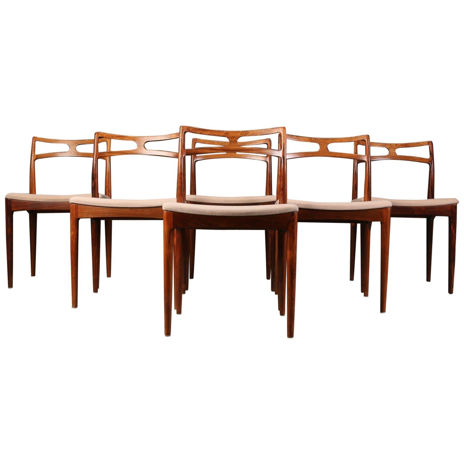 Set of Six Johannes Andersen Model #94 Rosewood Dining Chairs, Denmark, 1960s