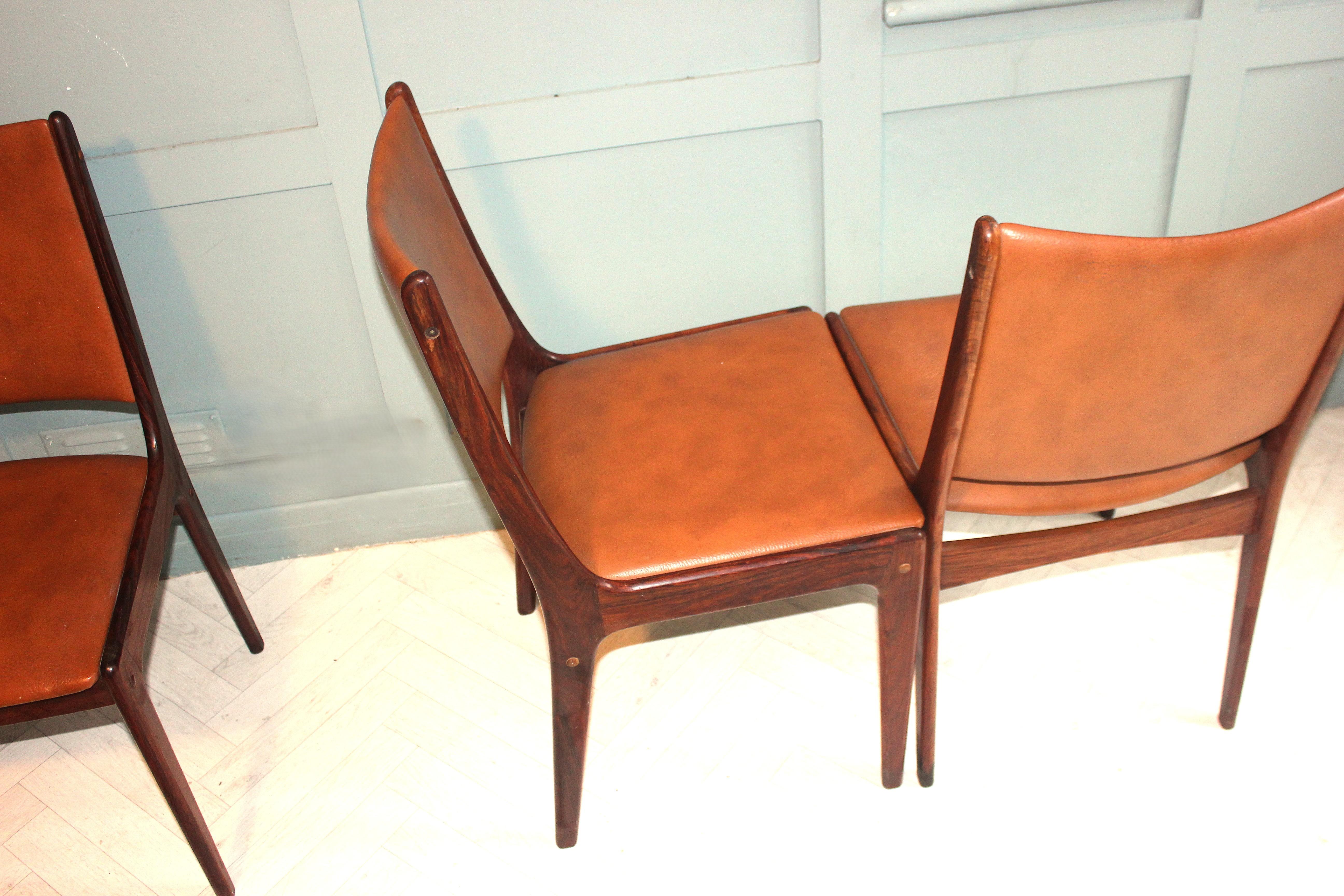 Hand-Crafted Mid-century rosewood dining chairs For Sale