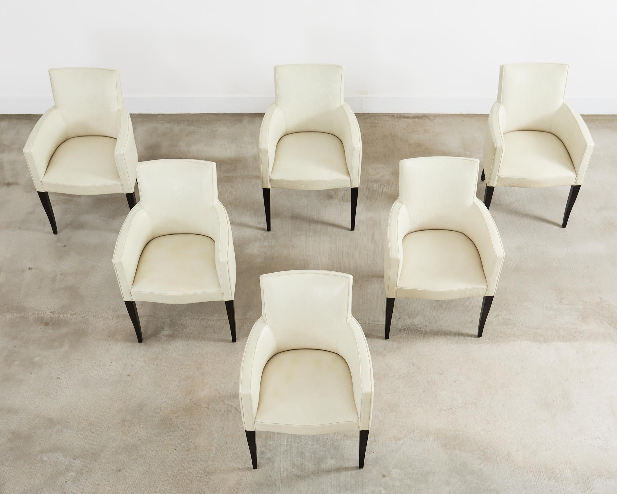 Modern Set of Six John Hutton for Holly Hunt Leather Dining Chairs For Sale