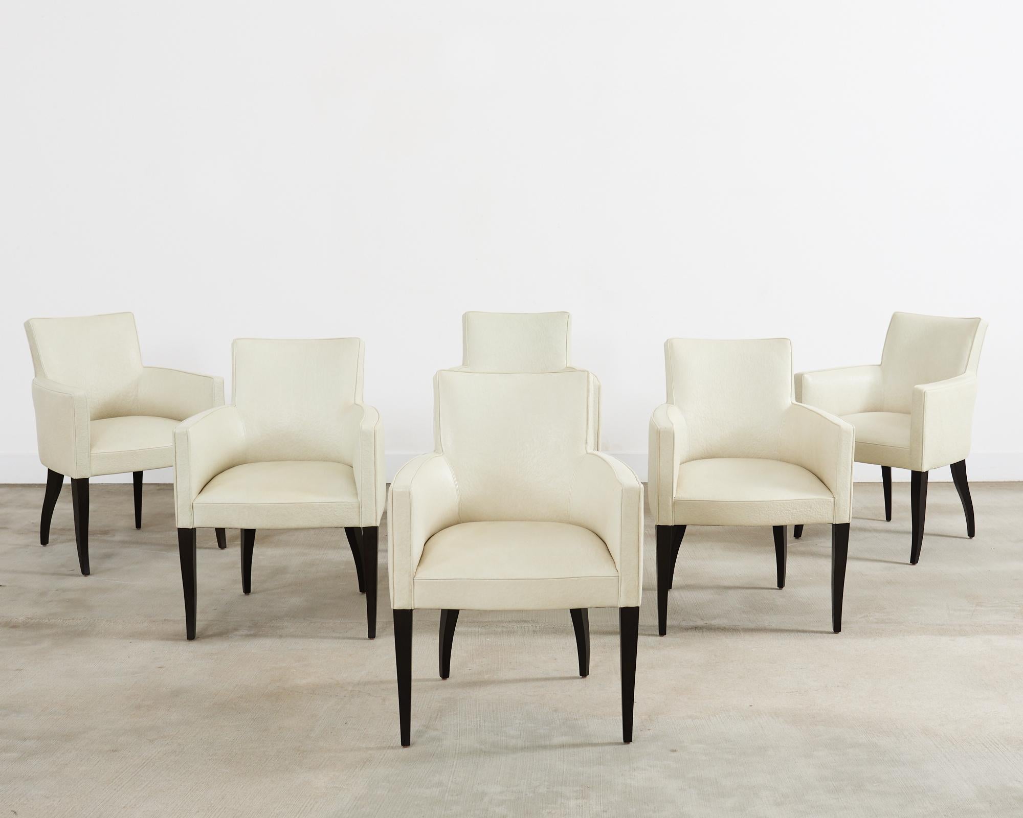 Hand-Crafted Set of Six John Hutton for Holly Hunt Leather Dining Chairs For Sale