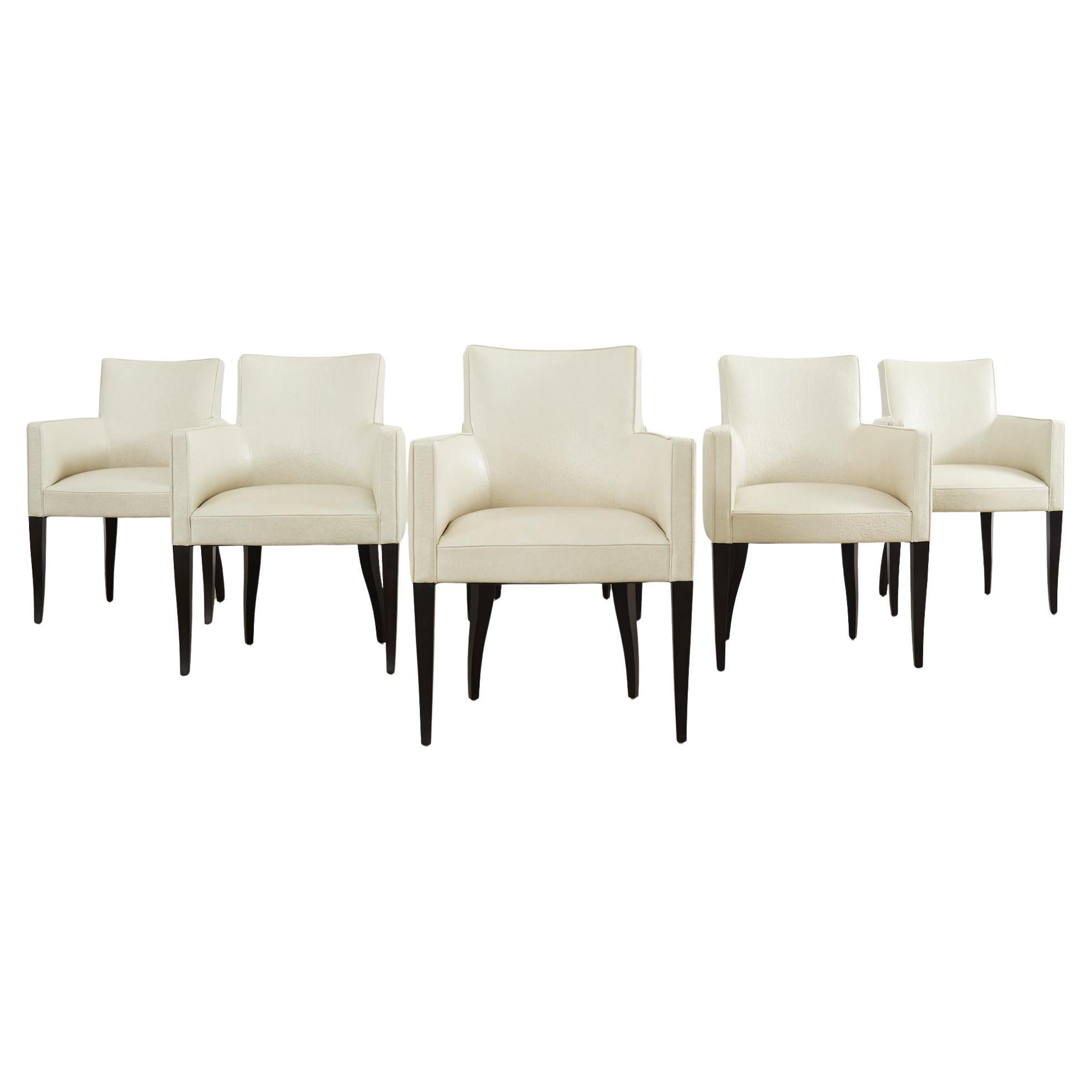 Set of Six John Hutton for Holly Hunt Leather Dining Chairs For Sale