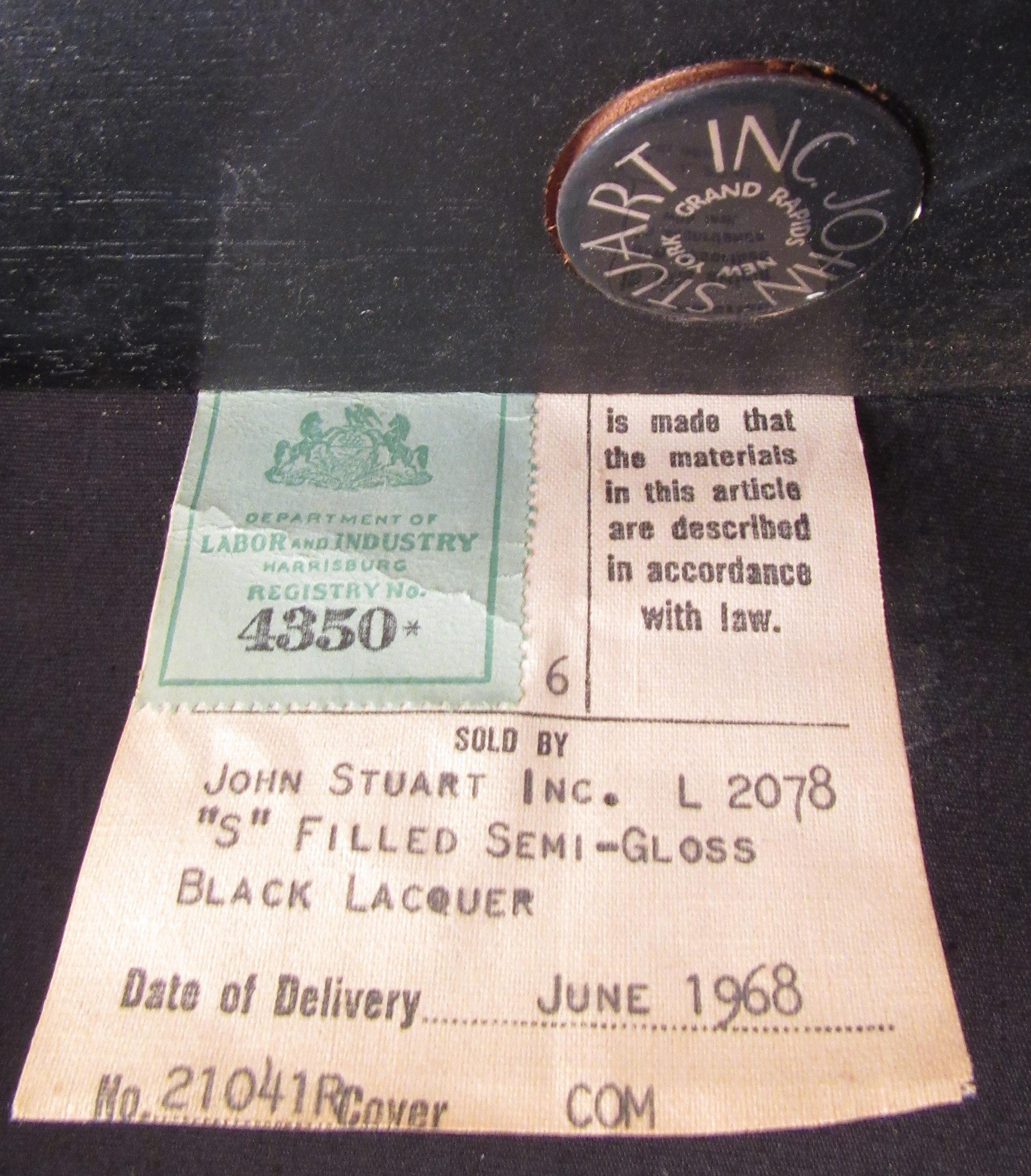 Set of Six John Stuart Inc. Black Lacquer Dining Chairs 2