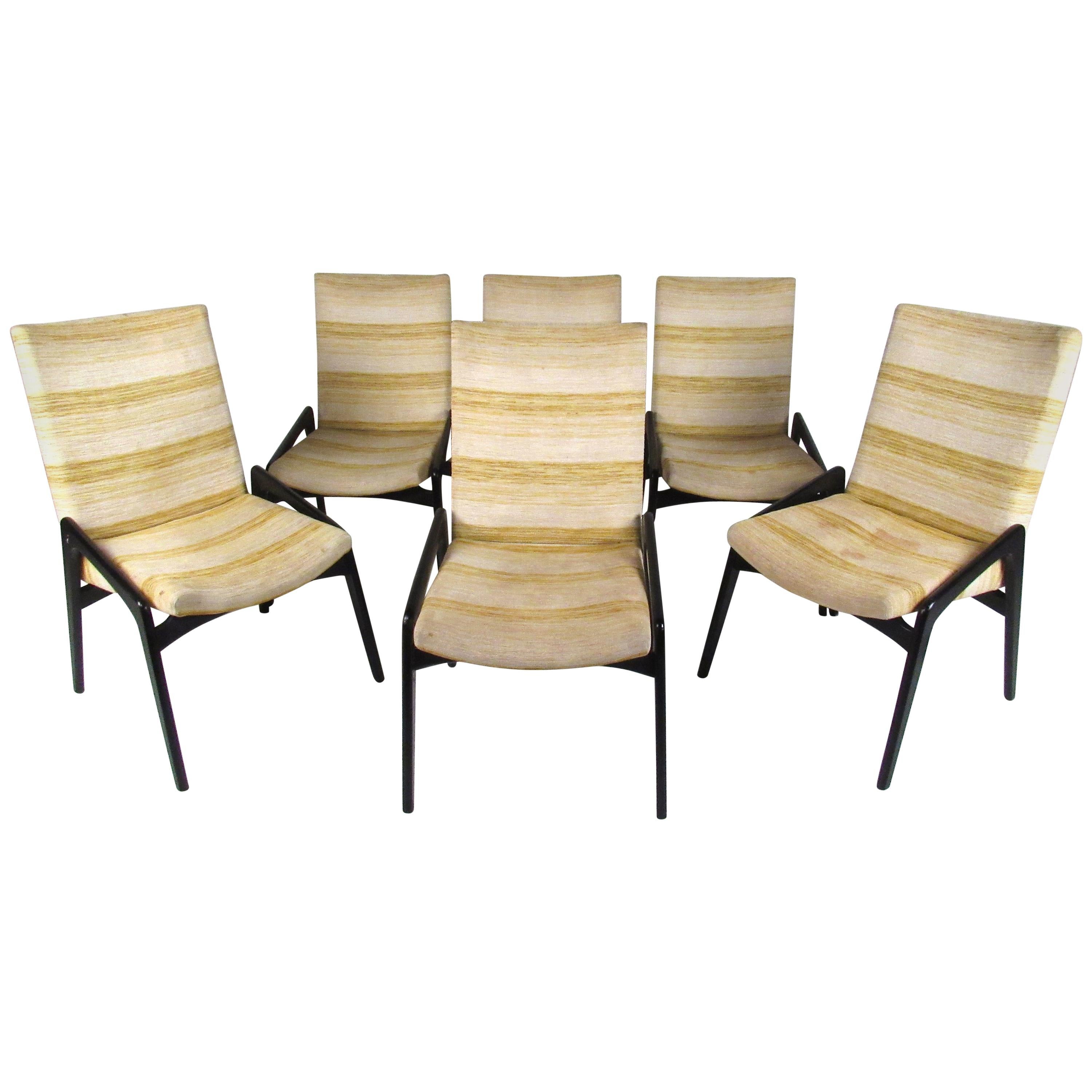 Set of Six John Stuart Inc. Black Lacquer Dining Chairs