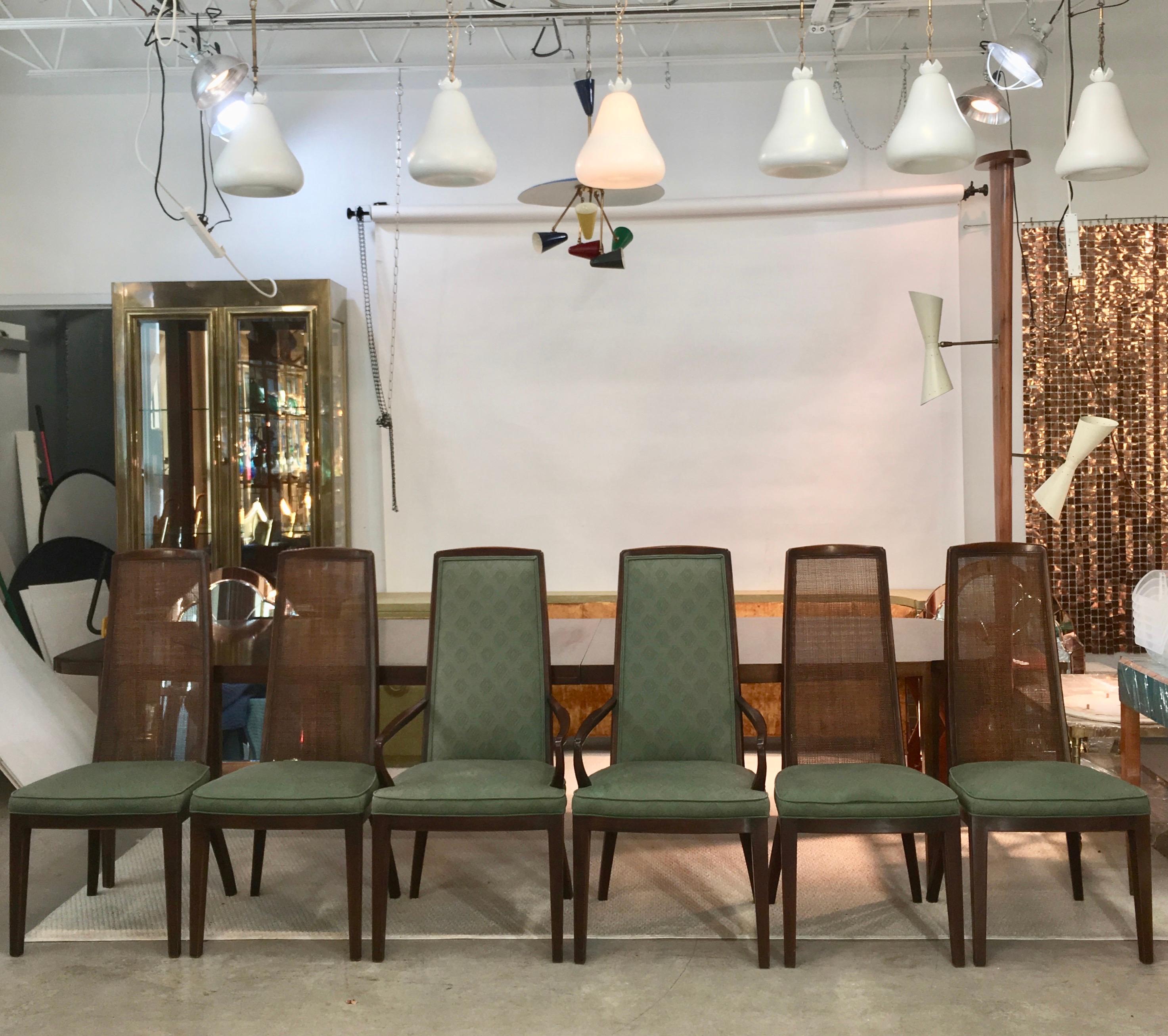 Mid-Century Modern John Widdicomb ensemble de six chaises de salle à manger à dossier canné en vente