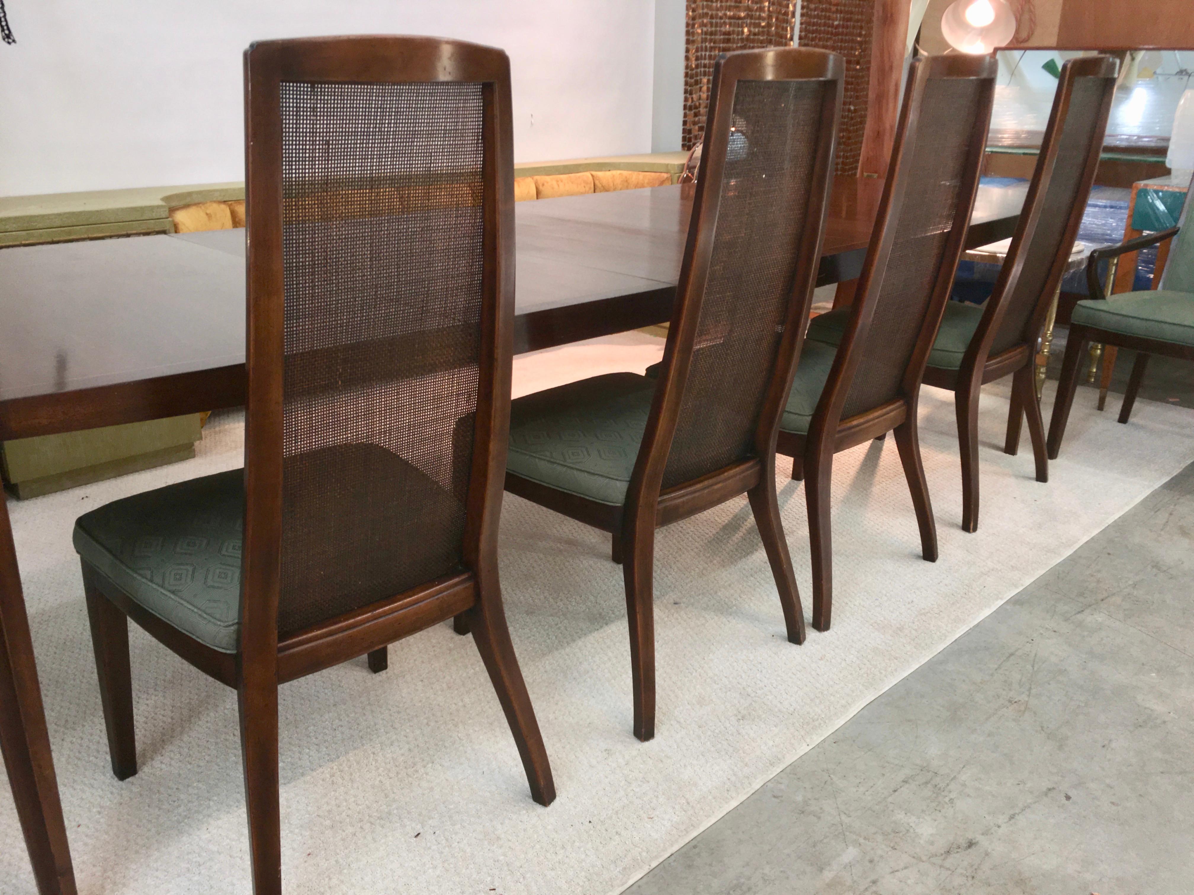Mid-Century Modern Set of Six John Widdicomb Caned Back Dining Chairs For Sale