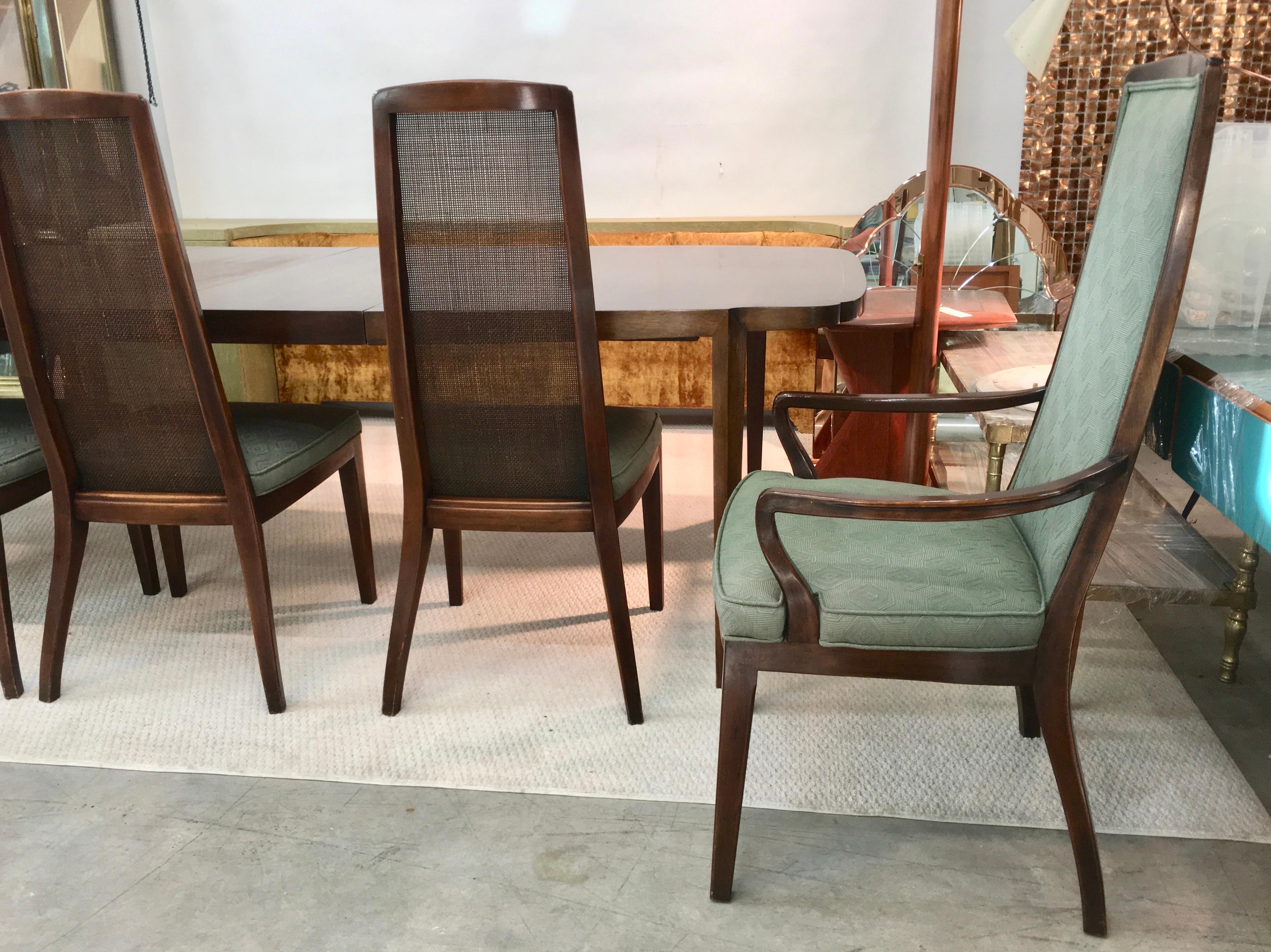 Milieu du XXe siècle John Widdicomb ensemble de six chaises de salle à manger à dossier canné en vente