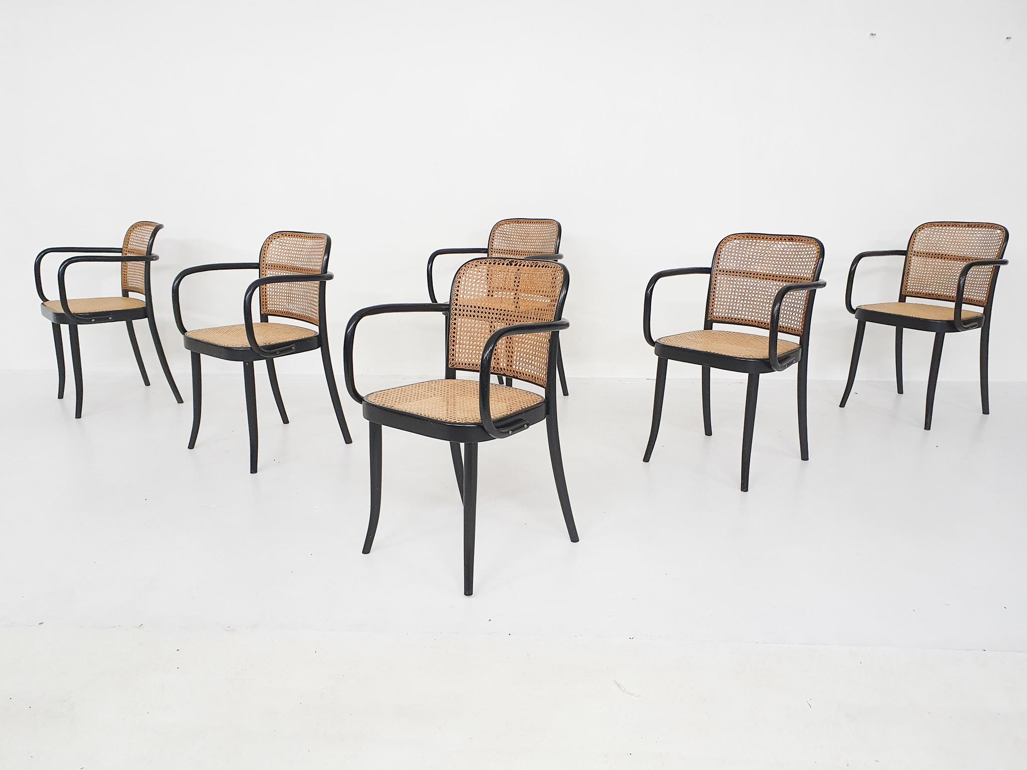 Mid-Century Modern Set of Six Josef Hoffman for Thonet A811 Dining Chairs