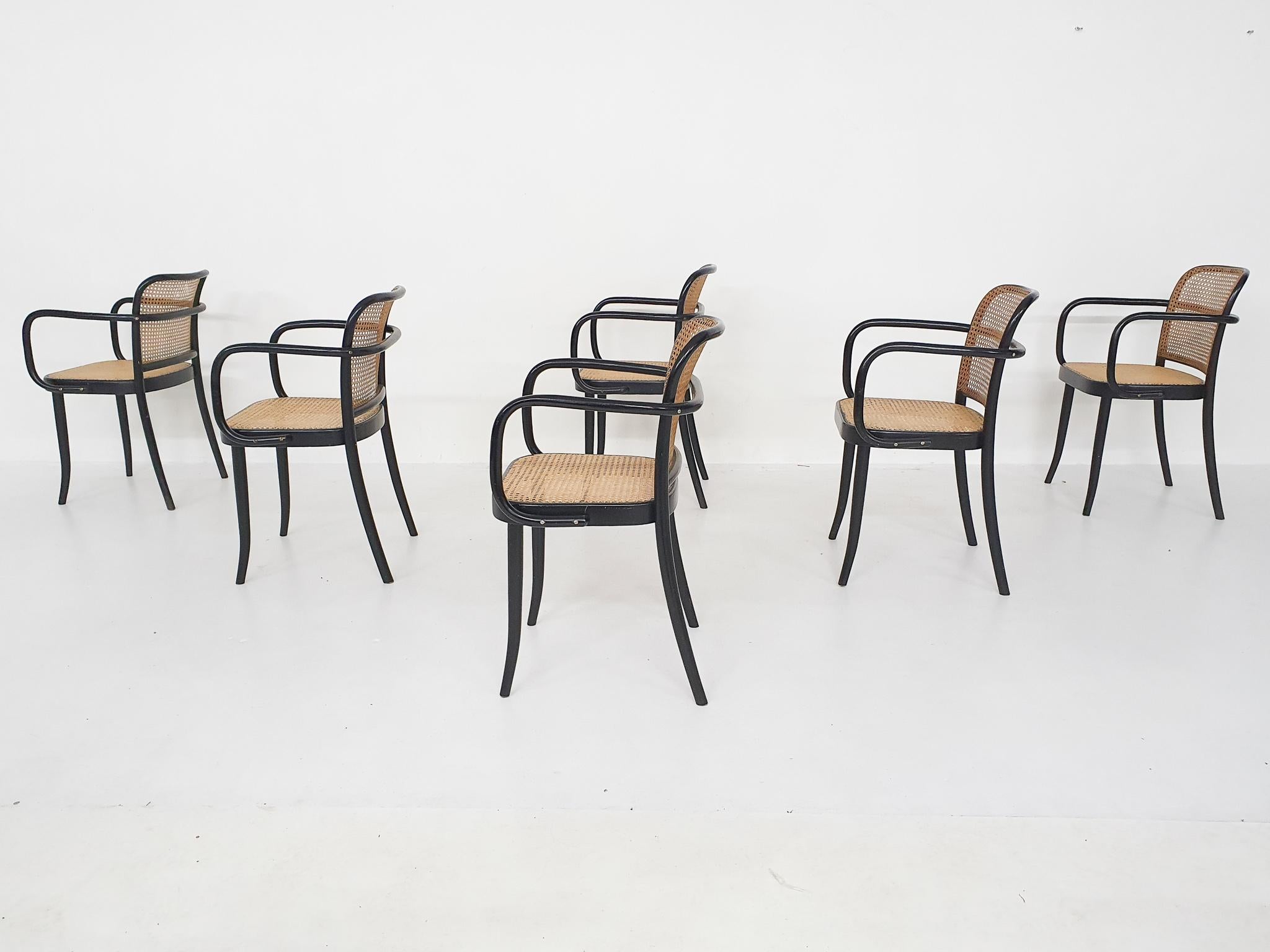 Set of Six Josef Hoffman for Thonet A811 Dining Chairs In Good Condition In Amsterdam, NL
