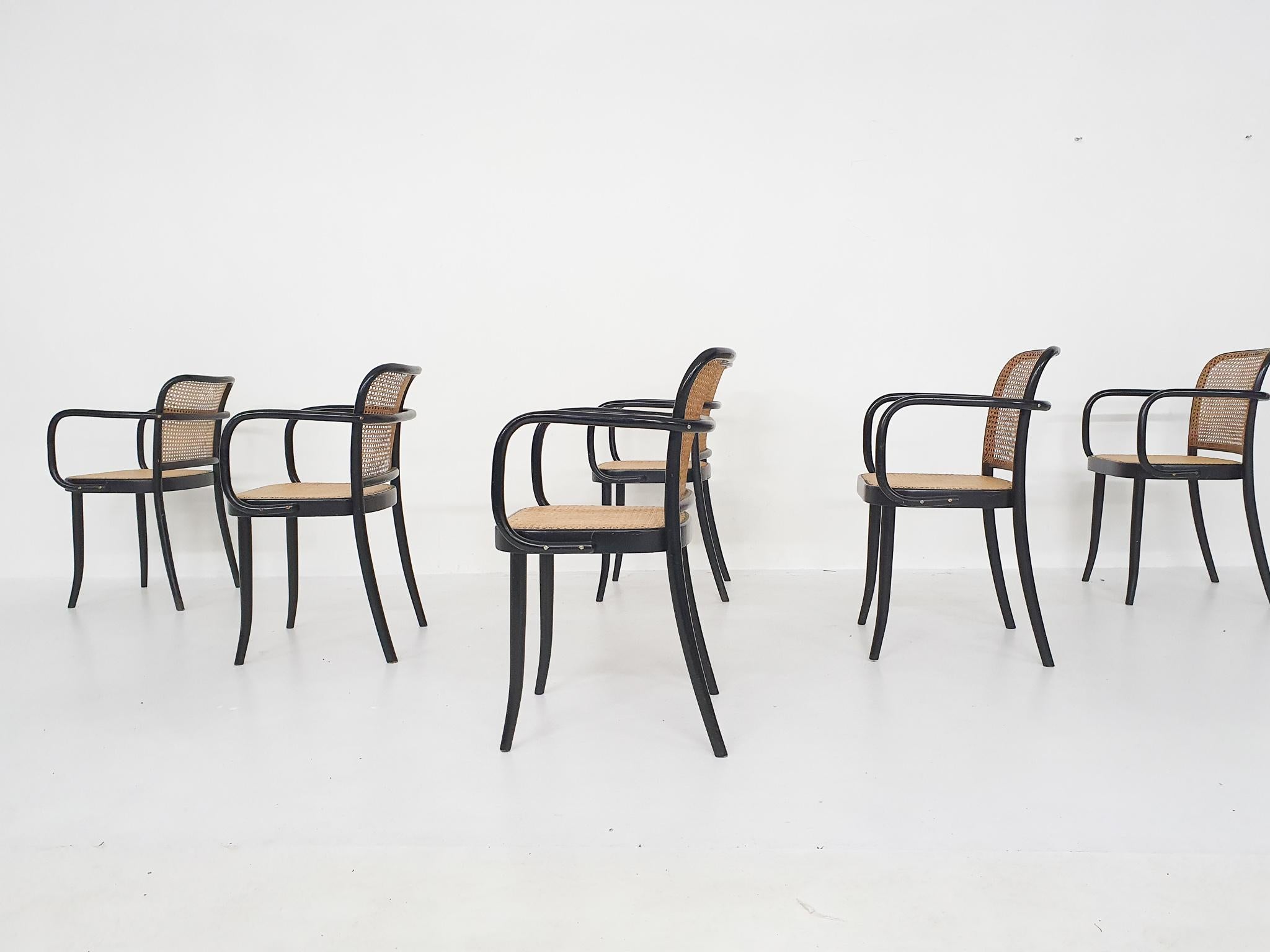 Late 20th Century Set of Six Josef Hoffman for Thonet A811 Dining Chairs