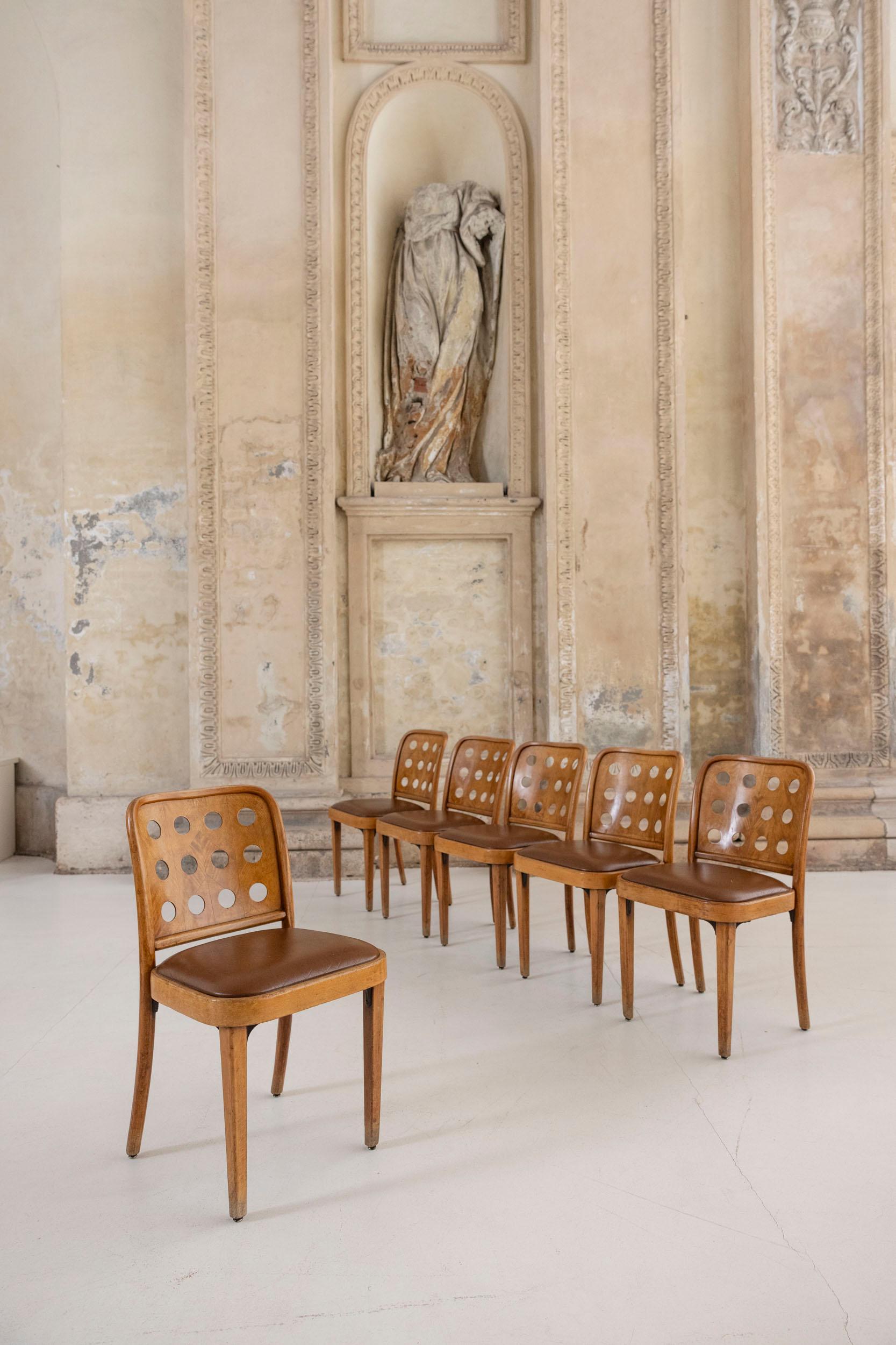 Mid-Century Modern Ensemble de six chaises Josef Hoffmann, vers 1925 en vente