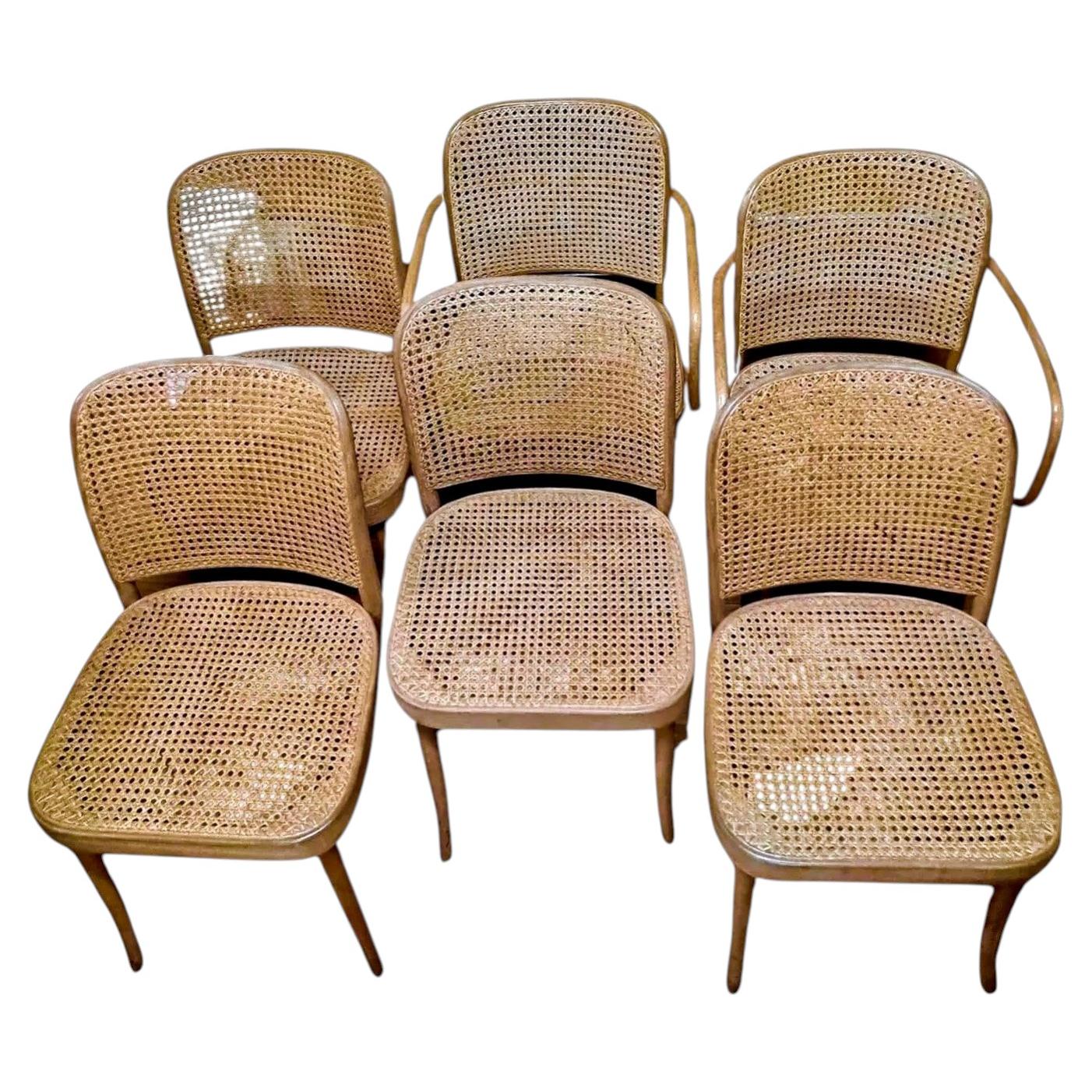 Set of Six Josef Hoffmann-designed “Prague” Bentwood & Cane Chairs
