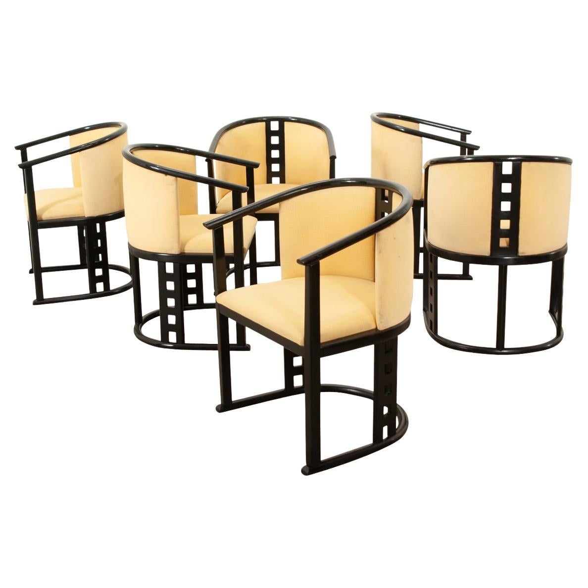 Ensemble de six chaises sécessionnistes de style Josef Hoffmann en vente