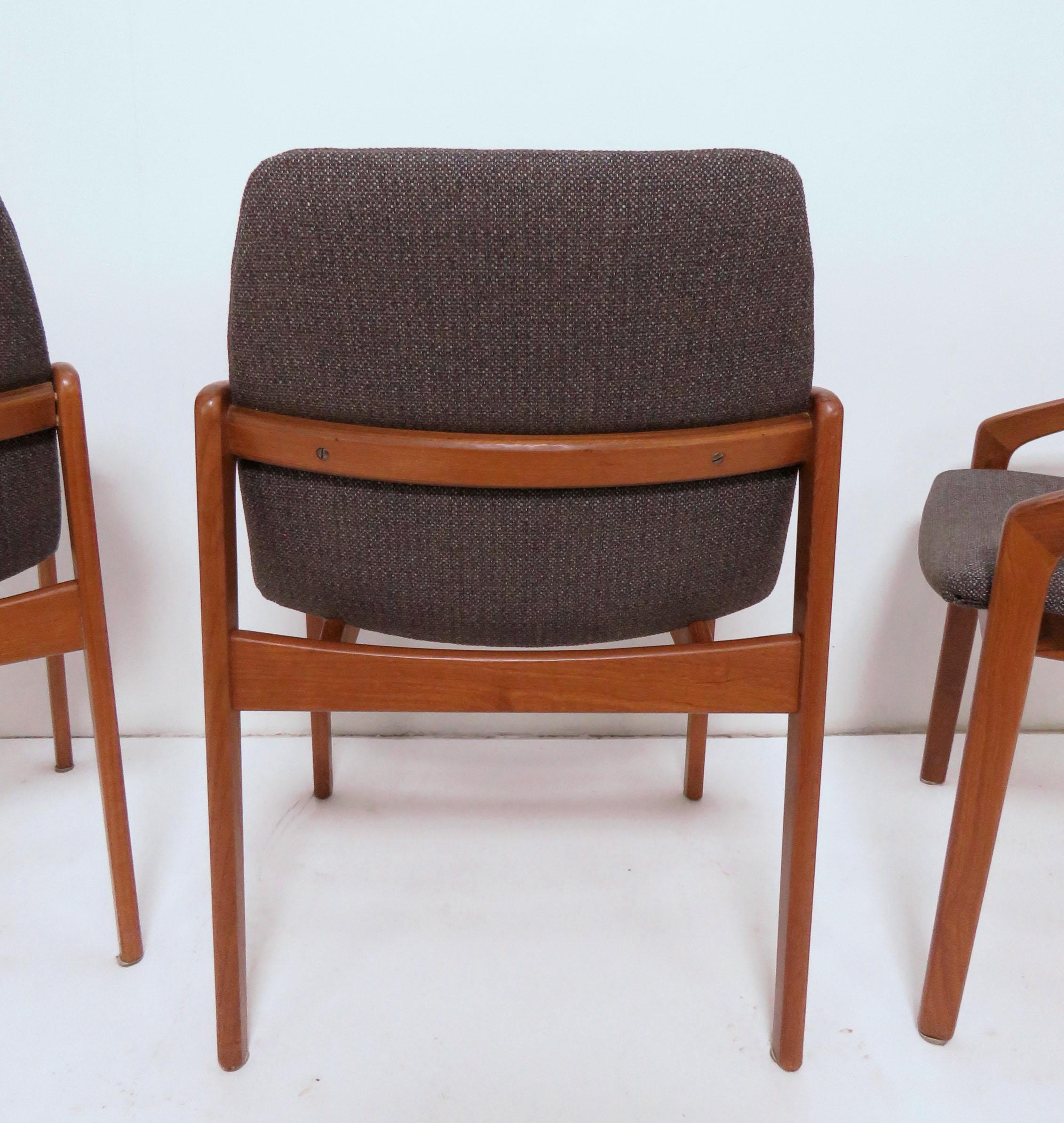 Upholstery Set of Six Kai Kristiansen Danish Teak Dining Chairs, circa 1960s