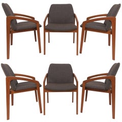 Set of Six Kai Kristiansen Danish Teak Dining Chairs, circa 1960s