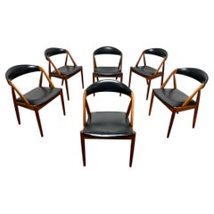 Set of Six Kai Kristiansen Danish Teak Dining Chairs Circa 1960s